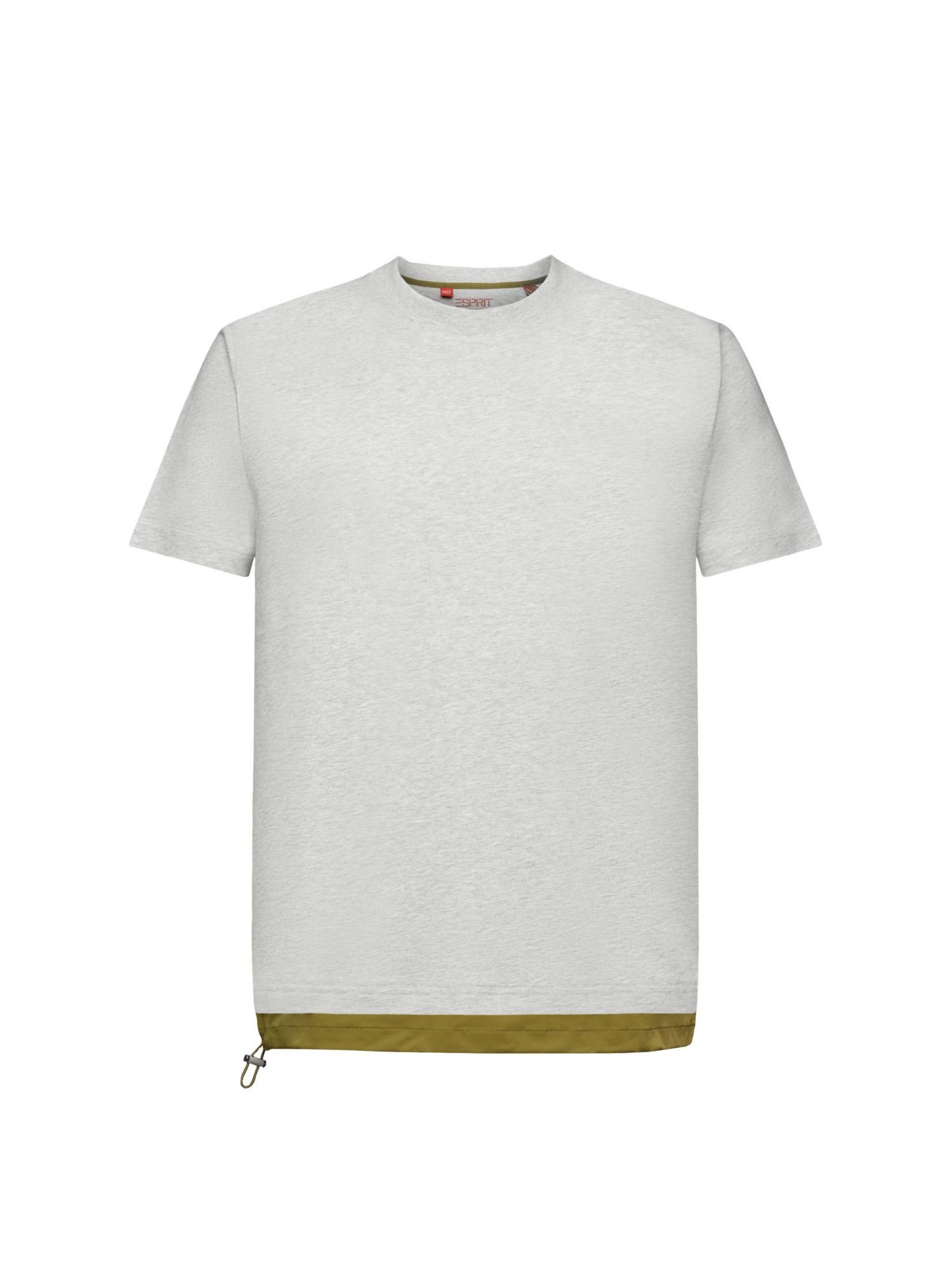 LIGHT (1-tlg) T-Shirt Baumwolljersey mit Kordelzug GREY T-Shirt aus Esprit