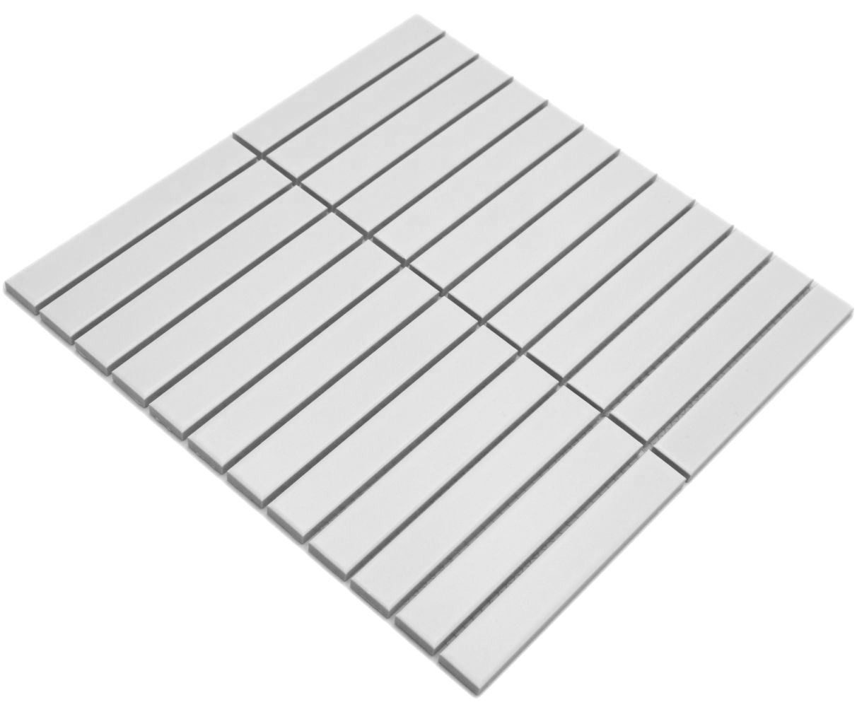 Mosani Mosaikfliesen Keramik Mosaik Stäbchen Modern Art weiß matt günstig online kaufen