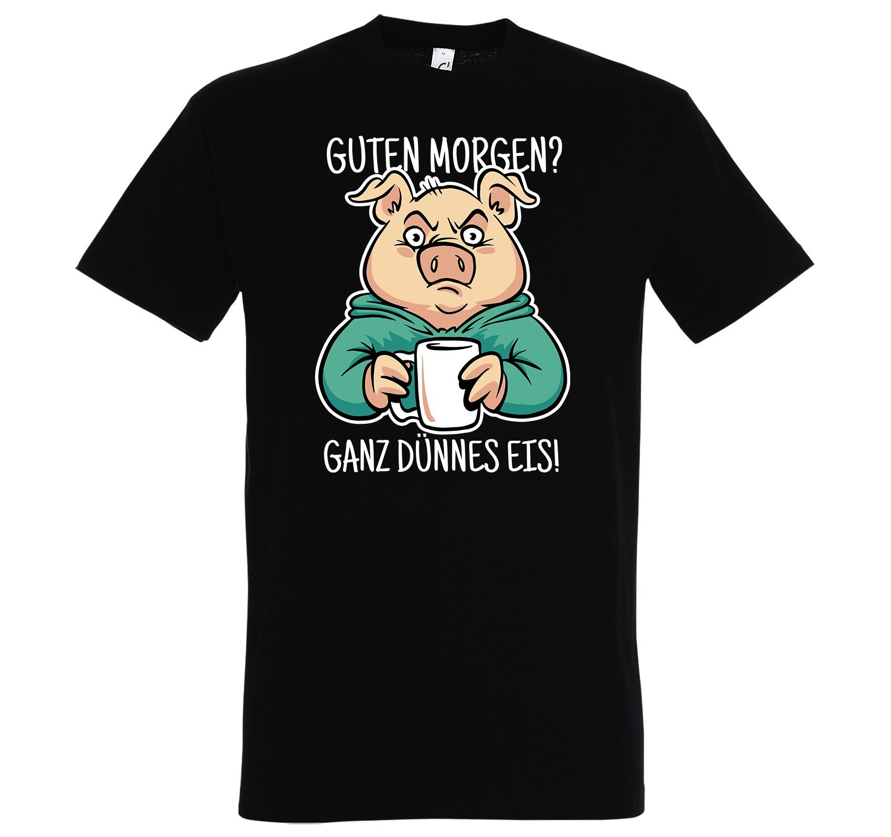 "Guten Designz Herren Eis!" Youth Dünnes mit Schwarz T-Shirt Shirt Morgen? Ganz Frontprint lustigem