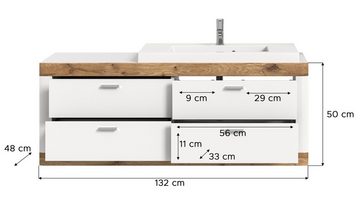 Home affaire Waschbeckenunterschrank Landsby (2-St) inkl. Waschbecken, hängend, 4 Schubkästen, Breite 133 cm