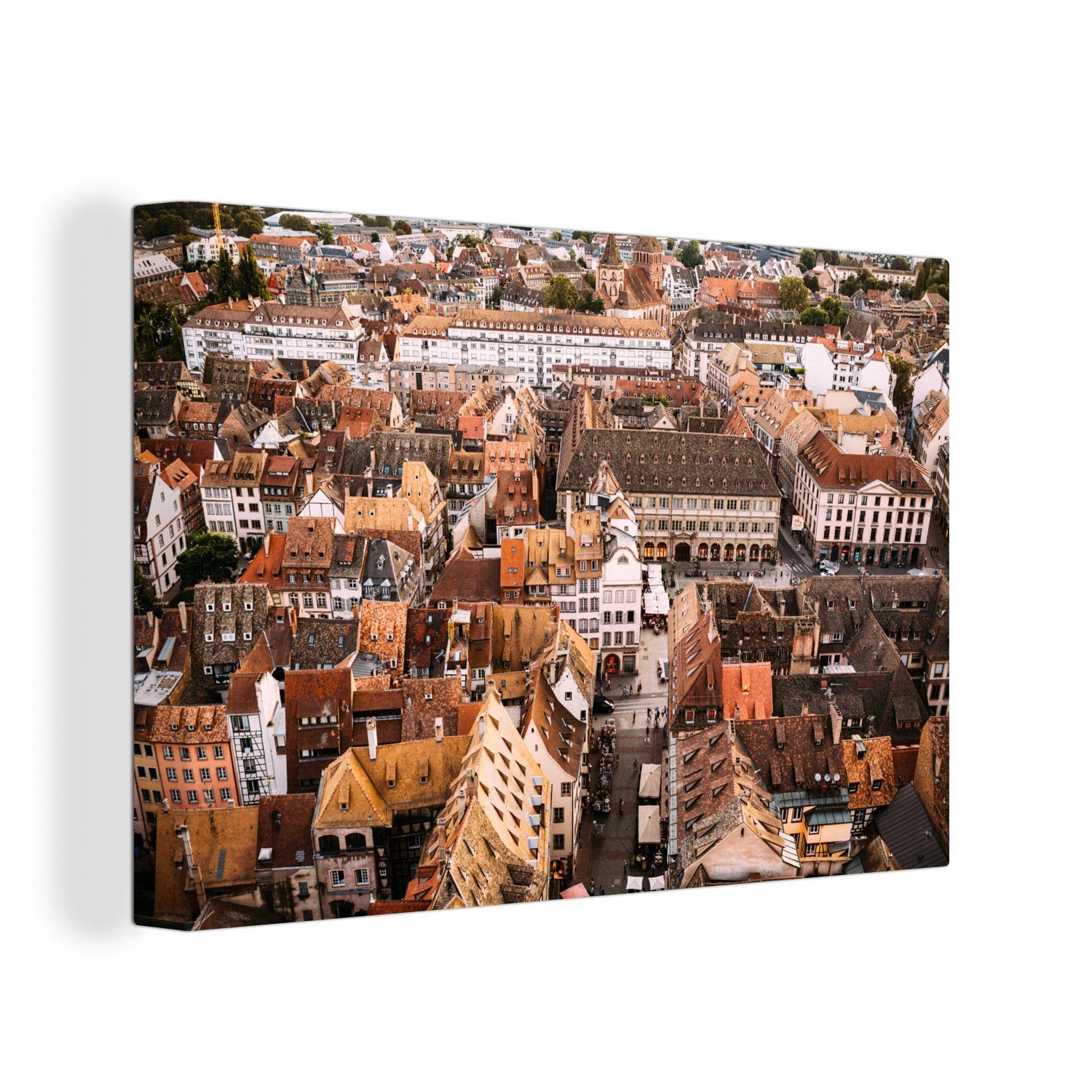OneMillionCanvasses® Leinwandbild Beeindruckende Dächer in der französischen Stadt Straßburg, (1 St), Wandbild Leinwandbilder, Aufhängefertig, Wanddeko, 30x20 cm