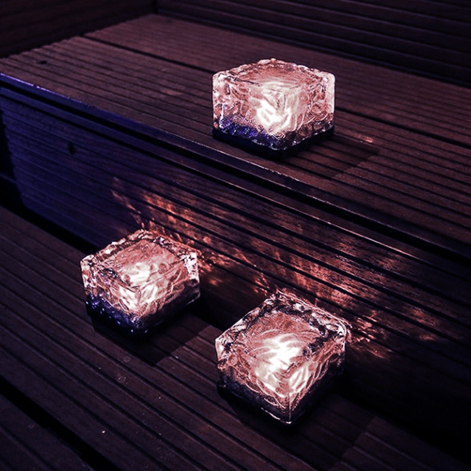 Solar Solarlampen, Balkon 4er Deko, und Solarleuchte Dekoration iscooter Set Lichter, für Außen Garten, LED Wegbeleuchtung Glas Terrasse Bodenleuchten LED