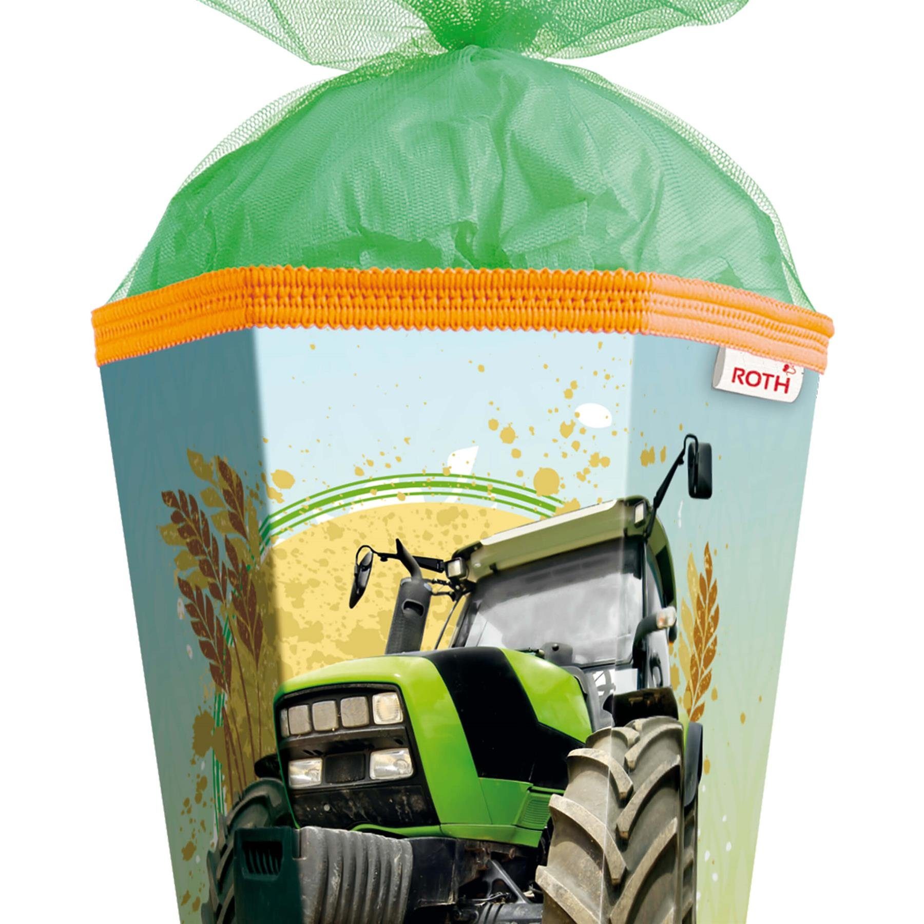 Roth Schultüte Roth Motiv-Schultüte Traktor, 85cm, eckig, Tüllverschluss, Verschluss Tüll
