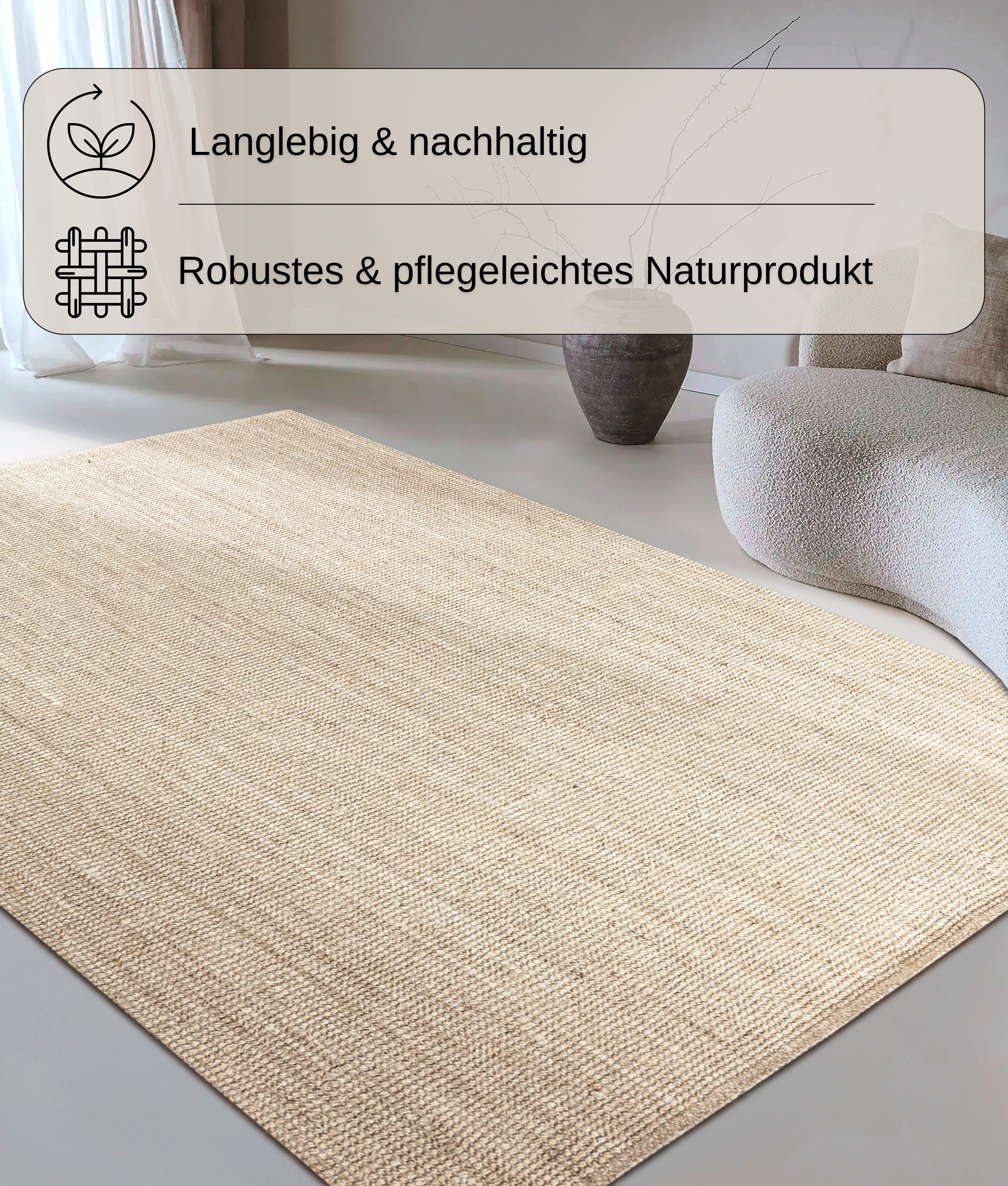 my home Teppich Avot Juteteppich, rechteckig, günstig online kaufen