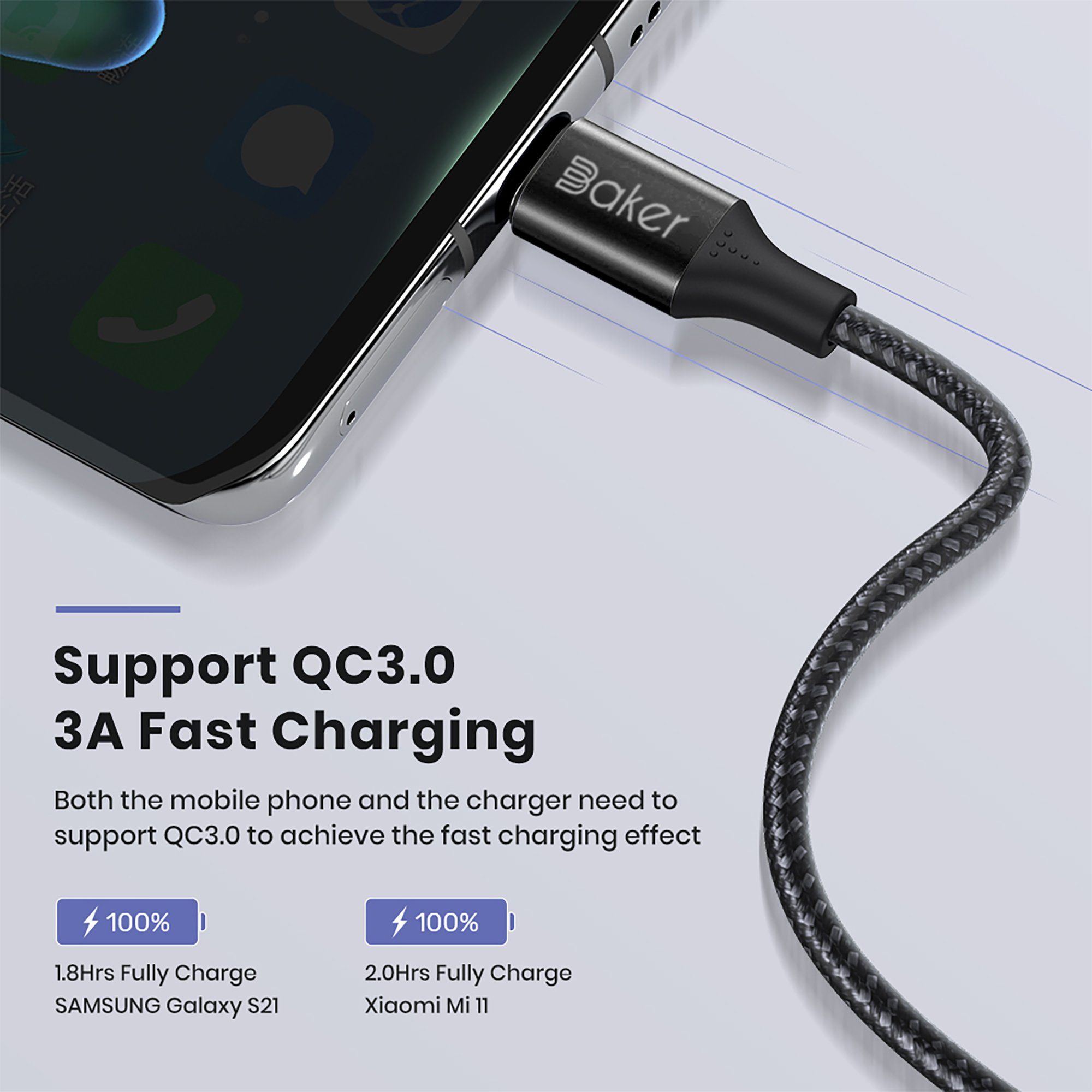 Baker AN10 USB-Kabel, USB-C, Standard-USB (100 cm), Synchronisieren, Aufladen