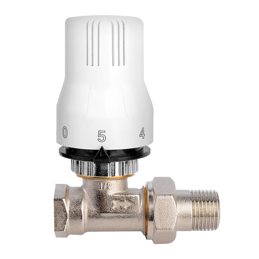 euroharry Thermostatventil 1/2" Heizkörperanschluss Durchgangsventil + Thermostat