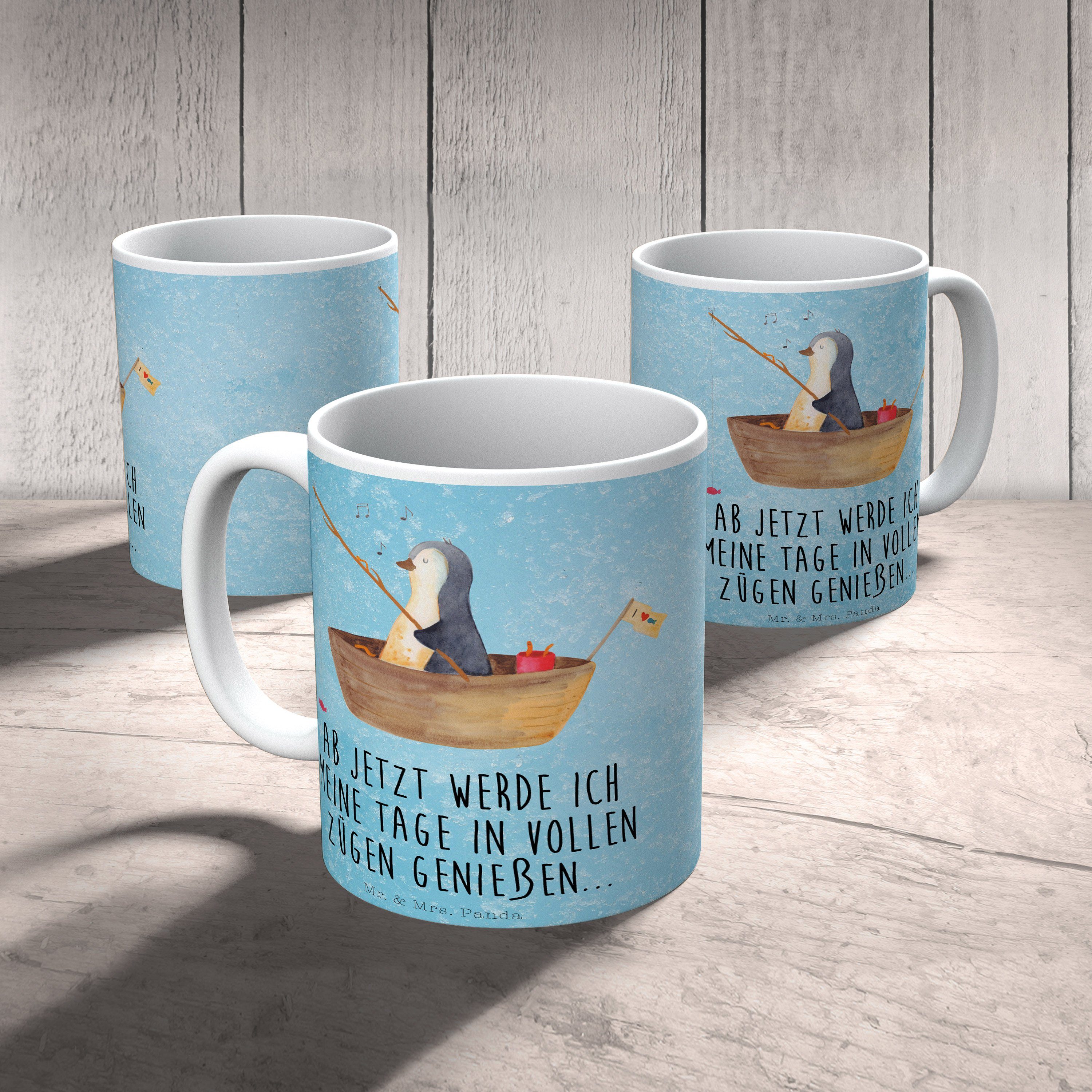 Pinguin Neuan, Trennung, Eisblau Angelboot - Tasse & - Keramik Mrs. Geschenk, Panda Kaffeebecher, Mr.