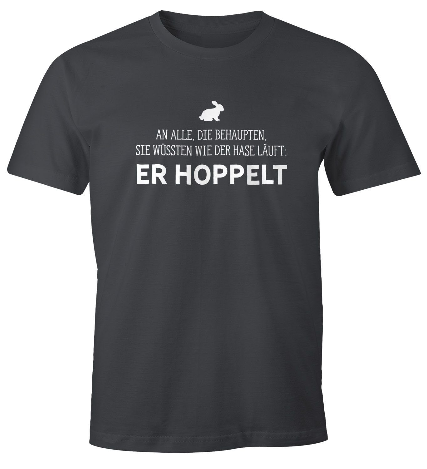 MoonWorks Print-Shirt Herren T-Shirt Spruch an alle die wissen wie der Hase günstig online kaufen