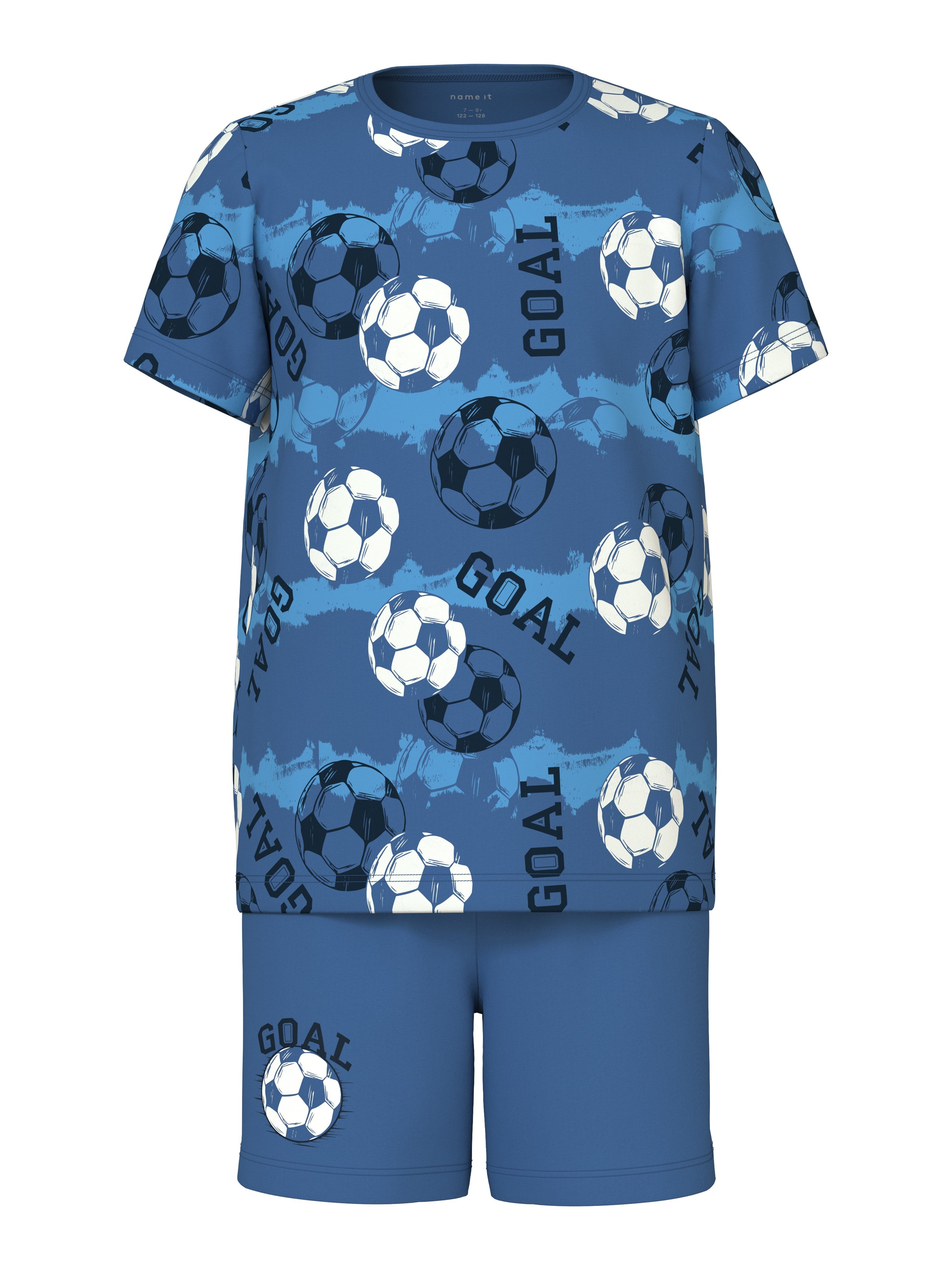 Name It Schlafanzug NKMNIGHTSET SS DELFT FOOTBALL NOOS (Set) Baumwollmischung, Stretch, Fussball Print