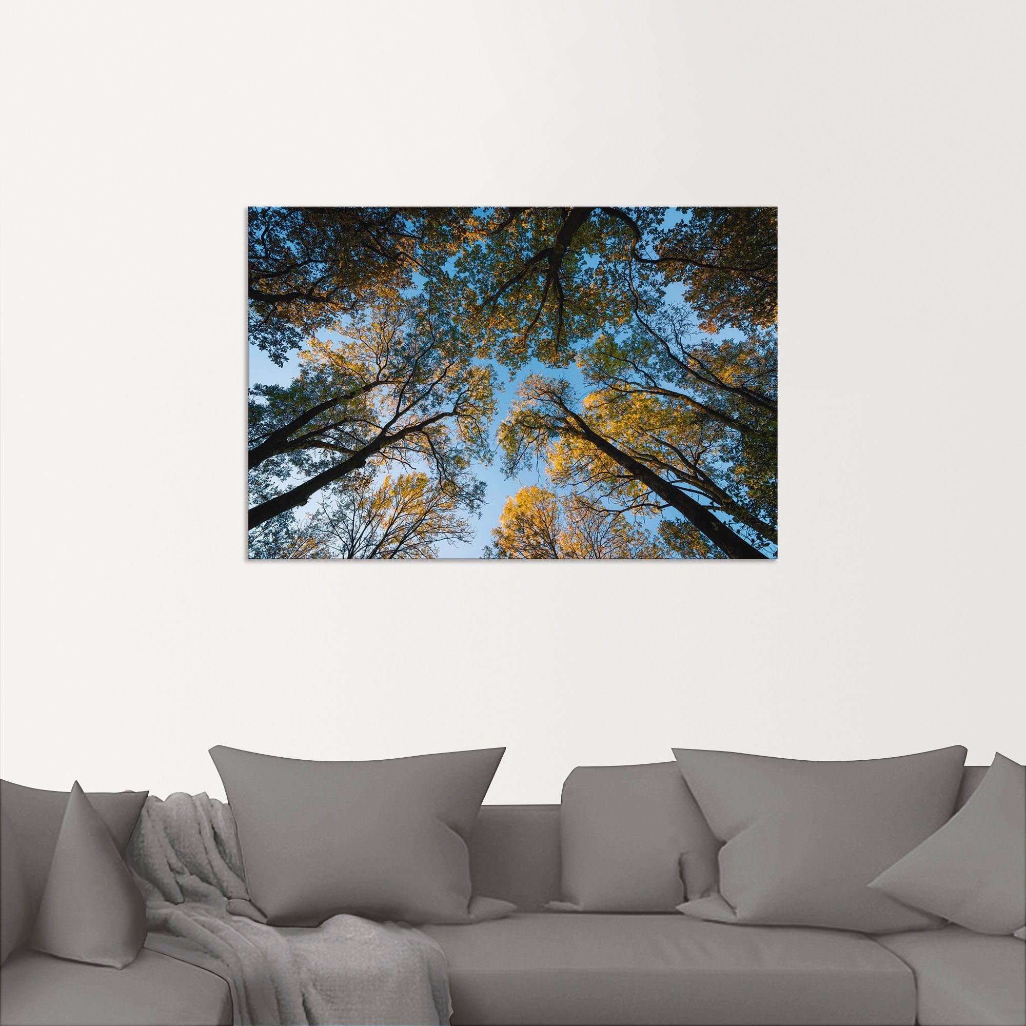 Artland Wandbild Herbst im Wald, Leinwandbild, Größen Bäume Poster Alubild, St), als Wandaufkleber in oder versch. (1