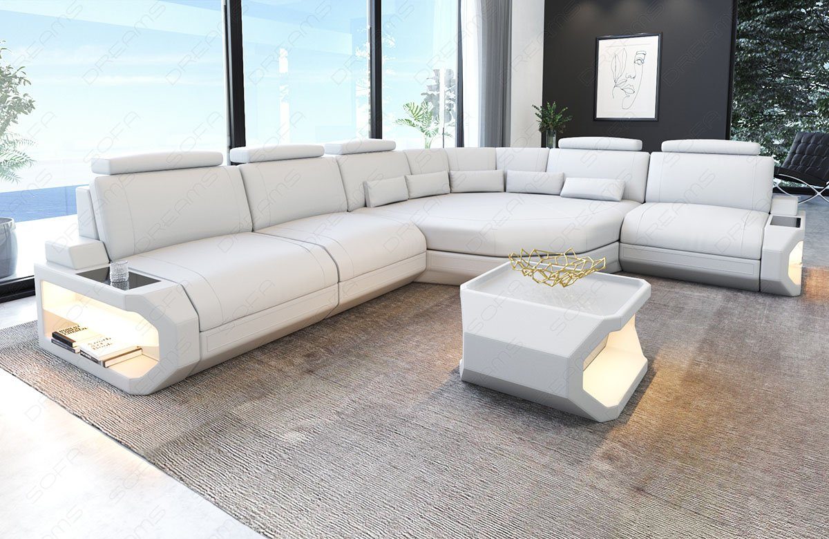 Sofa Dreams Ecksofa Designersofa LED, mit Ledersofa Asti, Form L Couch