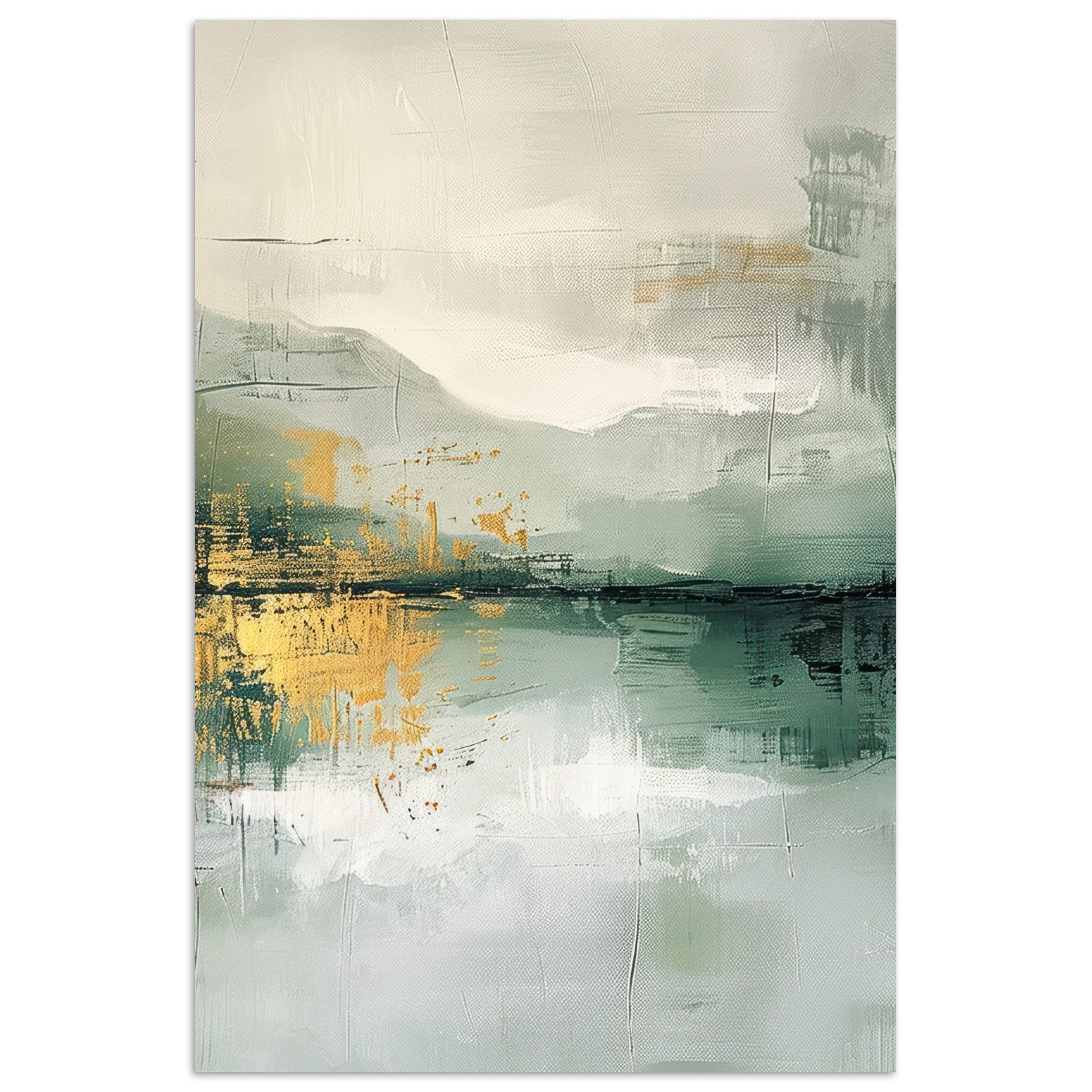 MuchoWow Poster Grün - Modern - Abstrakt - Gold, (1 St), Poster ohne Rahmen, Wandbild, Wandposter, 20x30 cm