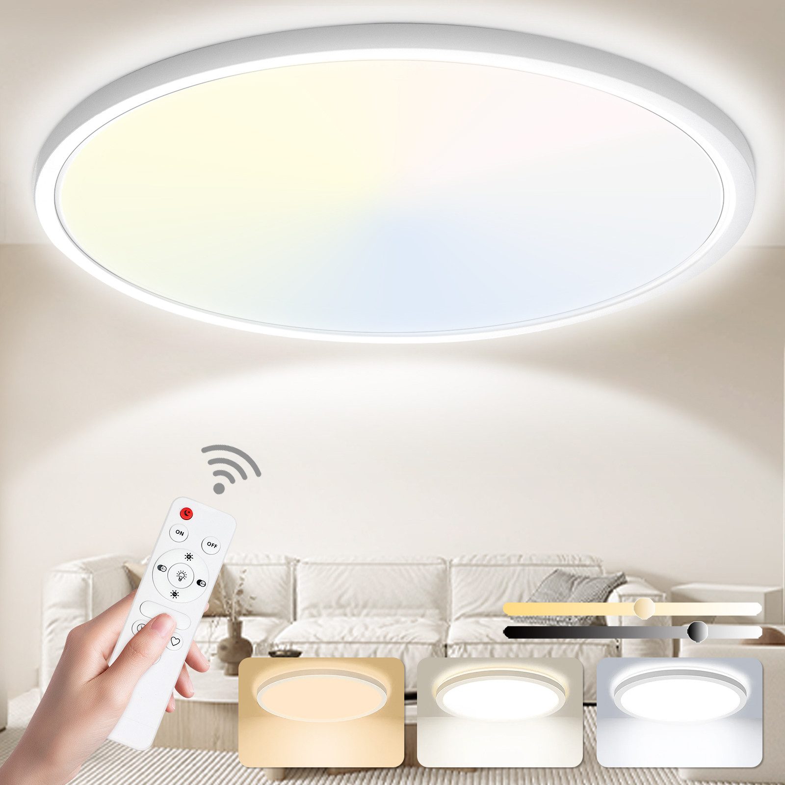 POPOLIC LED Deckenleuchte 24W 3200LM Deckenlampe günstig online kaufen