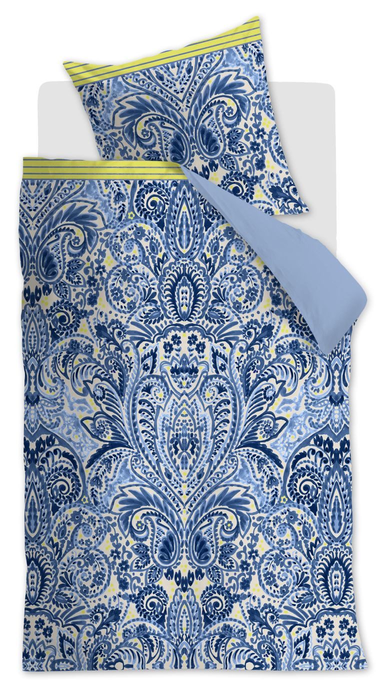 Oilily Bettwäsche Bettwäsche DE OLY Linzi Blue 135x200 Blau, Mako Satin, 1 teilig, 135 x 200 cm + 1x 80 x 80 cm