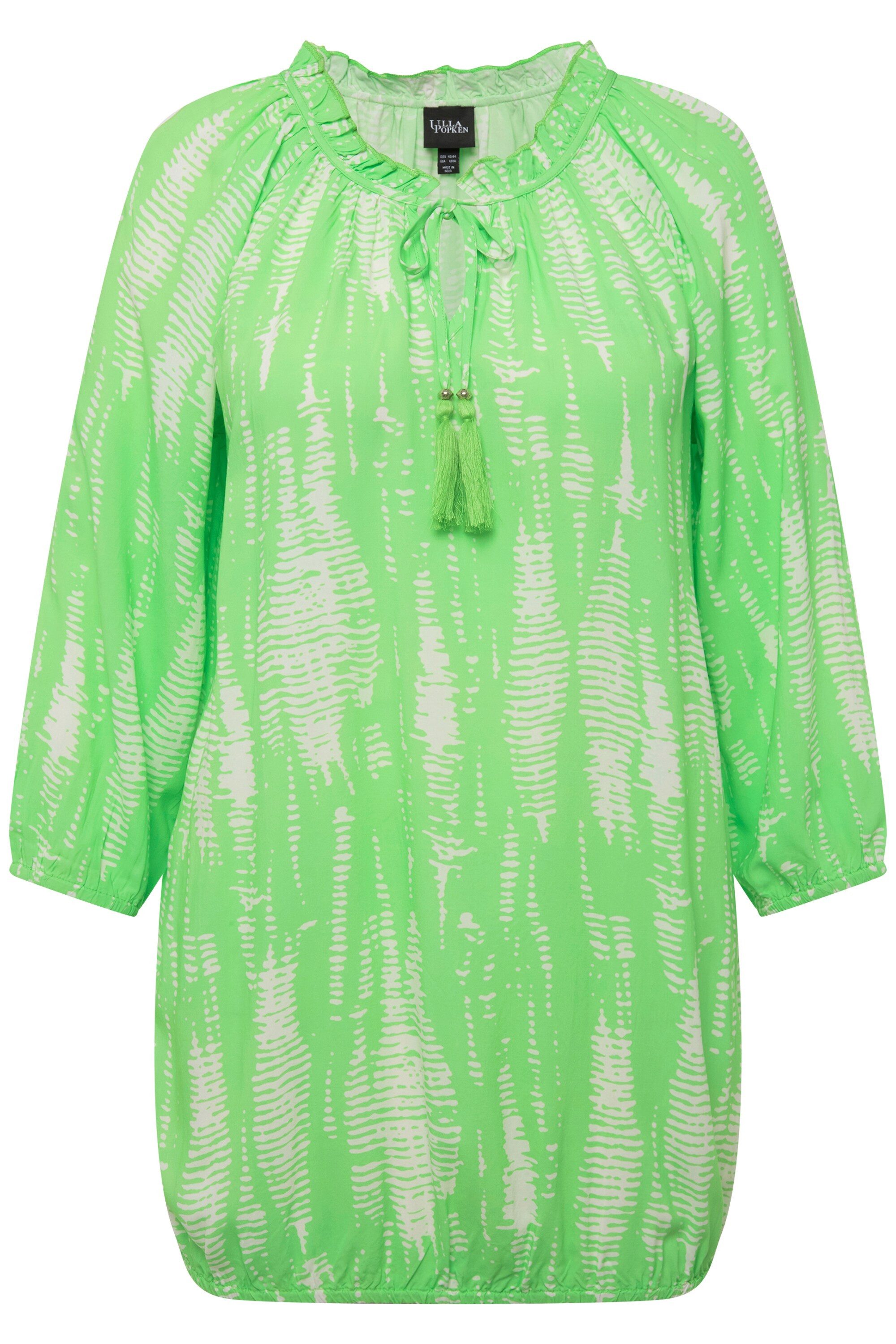 Ulla Popken Longbluse Bluse Musterstreifen Rüsche günstig online kaufen
