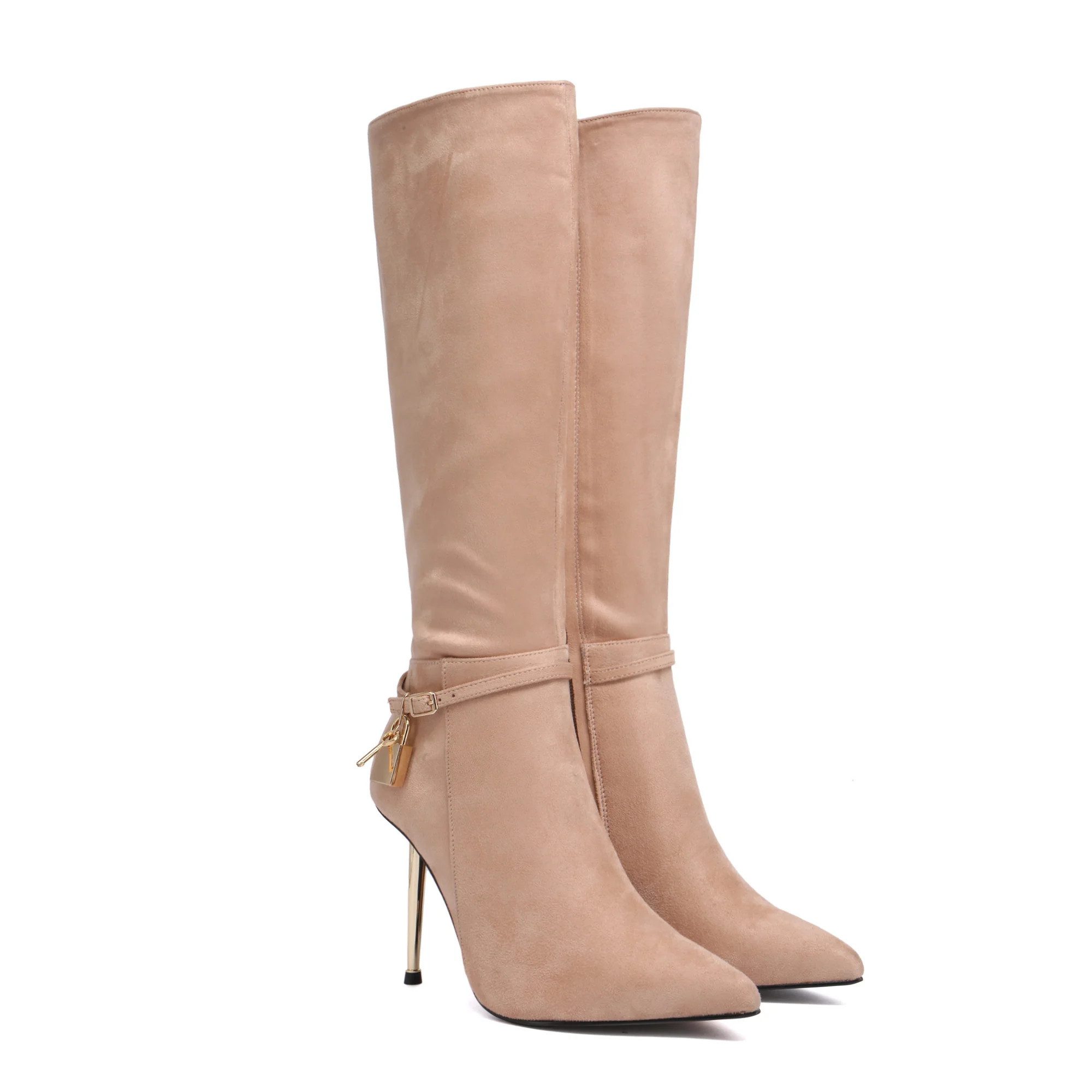 Giaro LEANDRA High-Heel-Stiefel 10cm Absatzhöhe, abnehmbares Schloß-Accessoire, veganes Leder