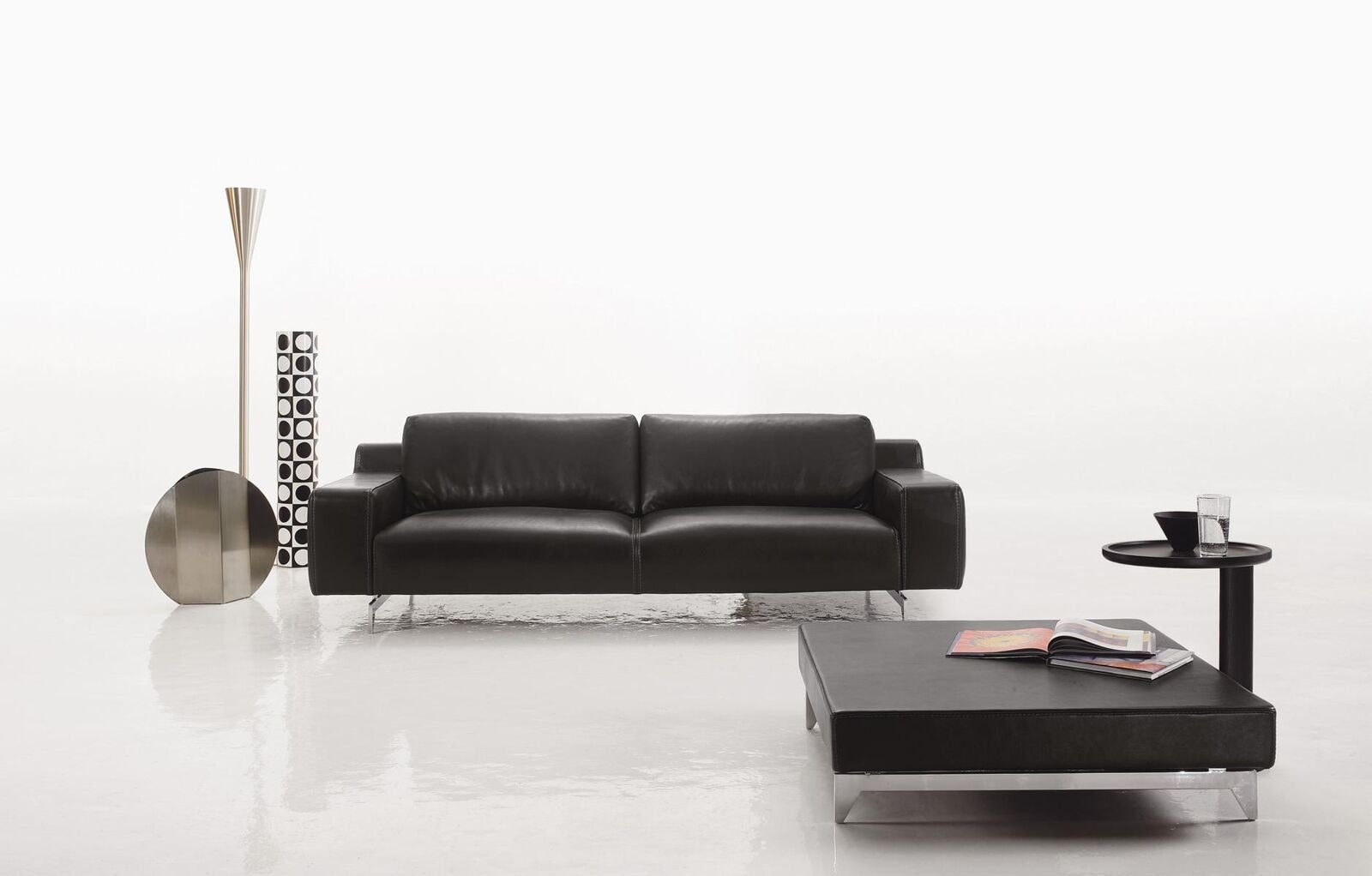 Sitz 3 Couch Design Luxus JVmoebel Dreisitz Sofa Stil Sitzer Möbel Sofas Schwarz Sofa Leder