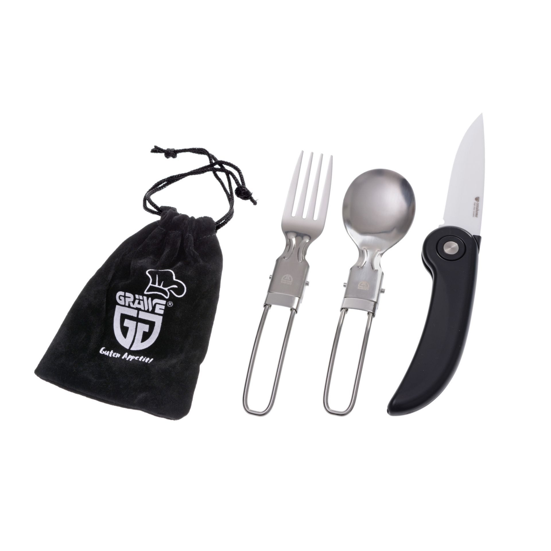 GRÄWE Campinglöffel (3 Stück), Edelstahl-Campingbesteck 3-tlg klappbar
