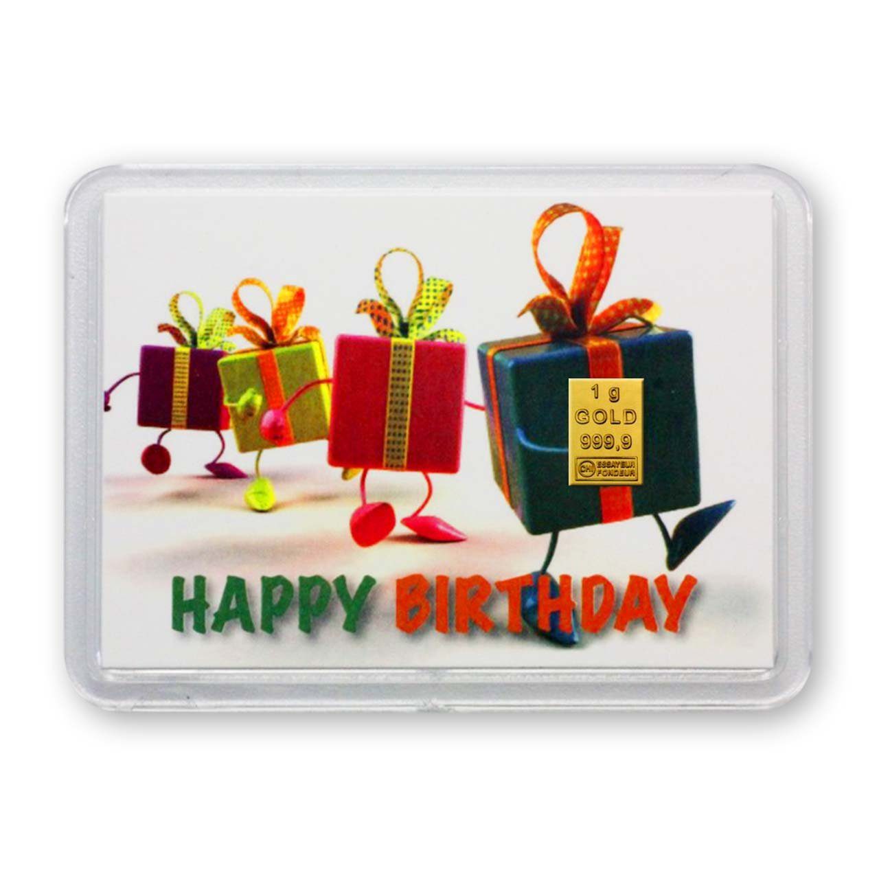 Goldschulz Grußkarten Birthday Motivbox Gramm Gold 1 Happy Grußkarte / Geschenke