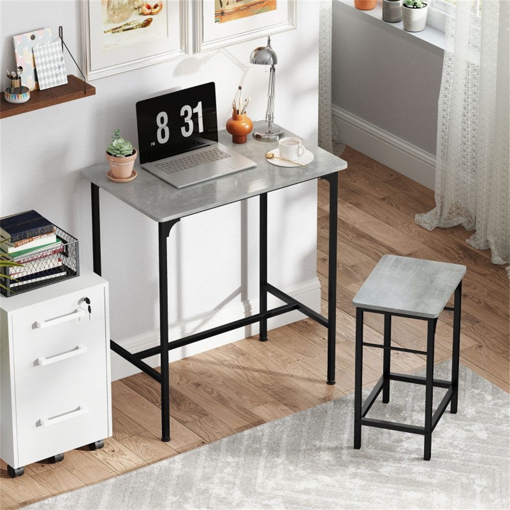 MODFU Bartisch ideal für Singles & Paare (Bartisch Set mit 2 Barhockern – platzsparend & stabil mit Stahlrahmen, perfekt für kleine Küchen & moderne Wohnungen, 3-St., 80L x 50B x 87H cm (Tisch). 40B x 30T x 57H cm (Hocker)