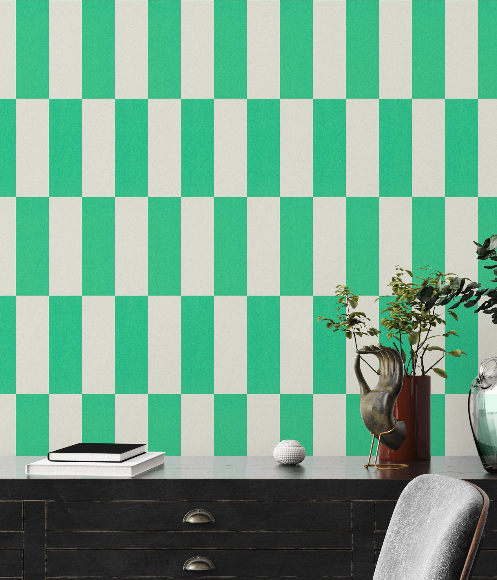 living walls Vliestapete LIMITED – Schachbrett Karo, leicht strukturiert, kariert, colorblocking, geometrisch, (1 St), Großes Schachbrettmuster mit klarer Colorblocking-Optik