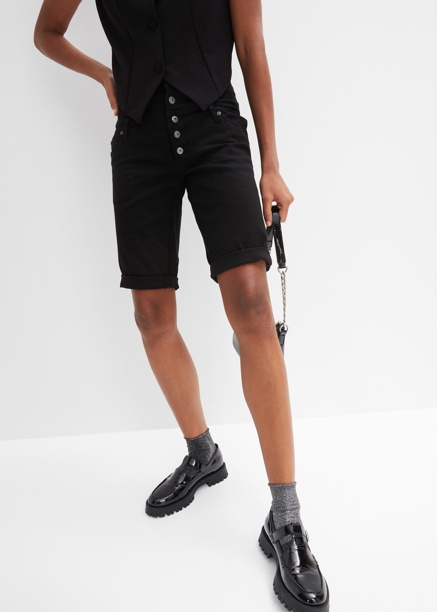 bonprix Bermudas Bermuda aus elastischem Baumwoll-Mix