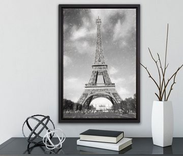 Pixxprint Leinwandbild Eifelturm in Paris, Wanddekoration (1 St), Leinwandbild fertig bespannt, in einem Schattenfugen-Bilderrahmen gefasst, inkl. Zackenaufhänger