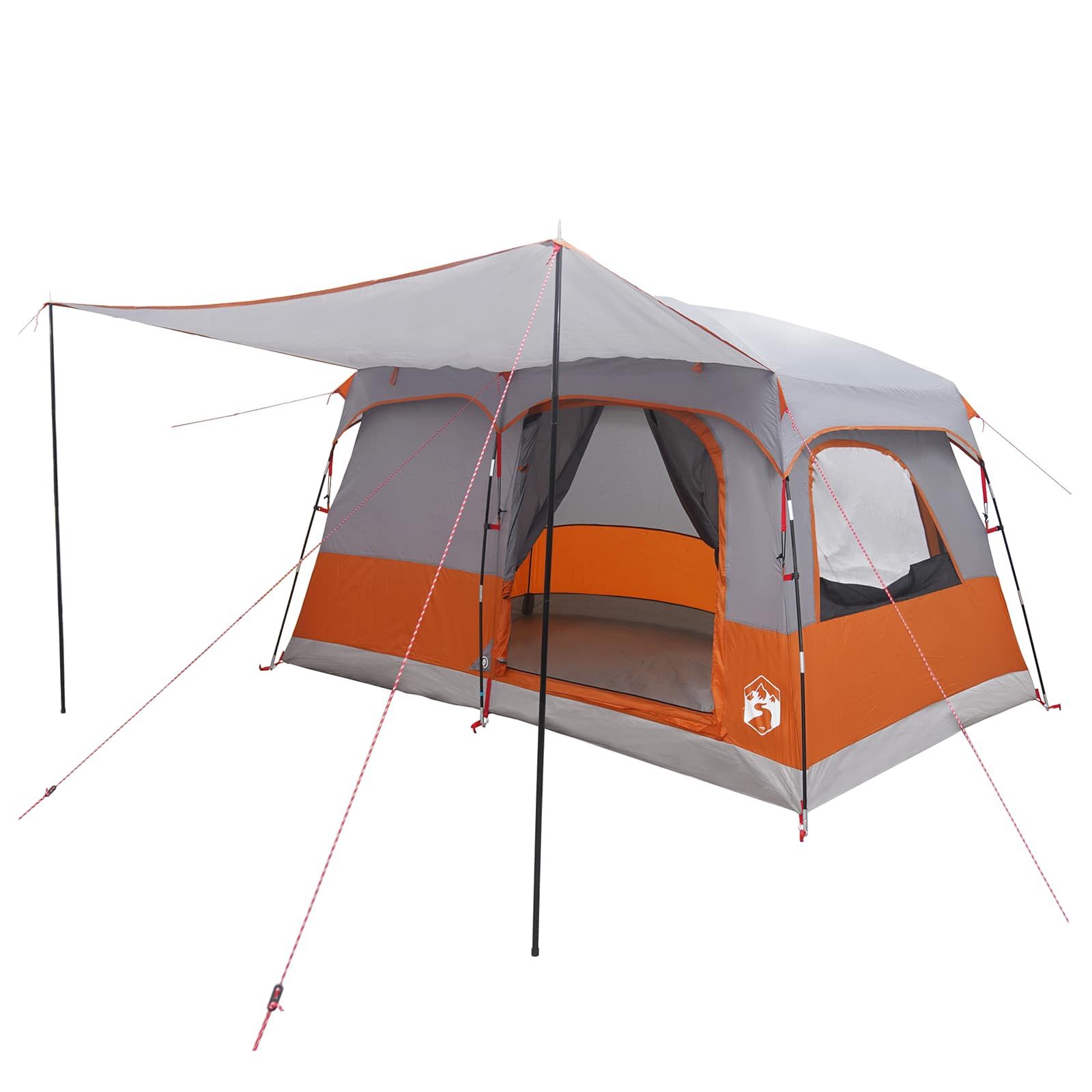 vidaXL Kuppelzelt Familienzelt 6 Personen Grau und Orange Polyester, (1 tlg)