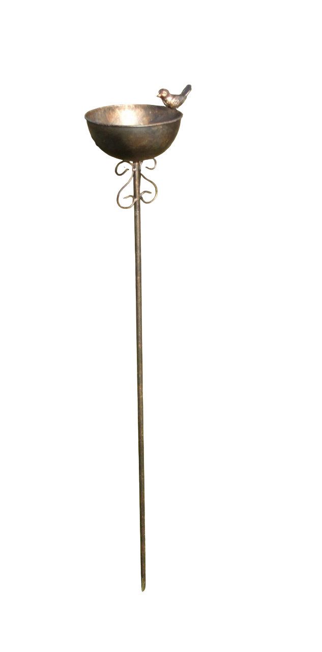 Deko-Impression Vogeltränke Vogeltränke am Stab Futterstelle Gartenstab Gartenstecker Eisen bronze