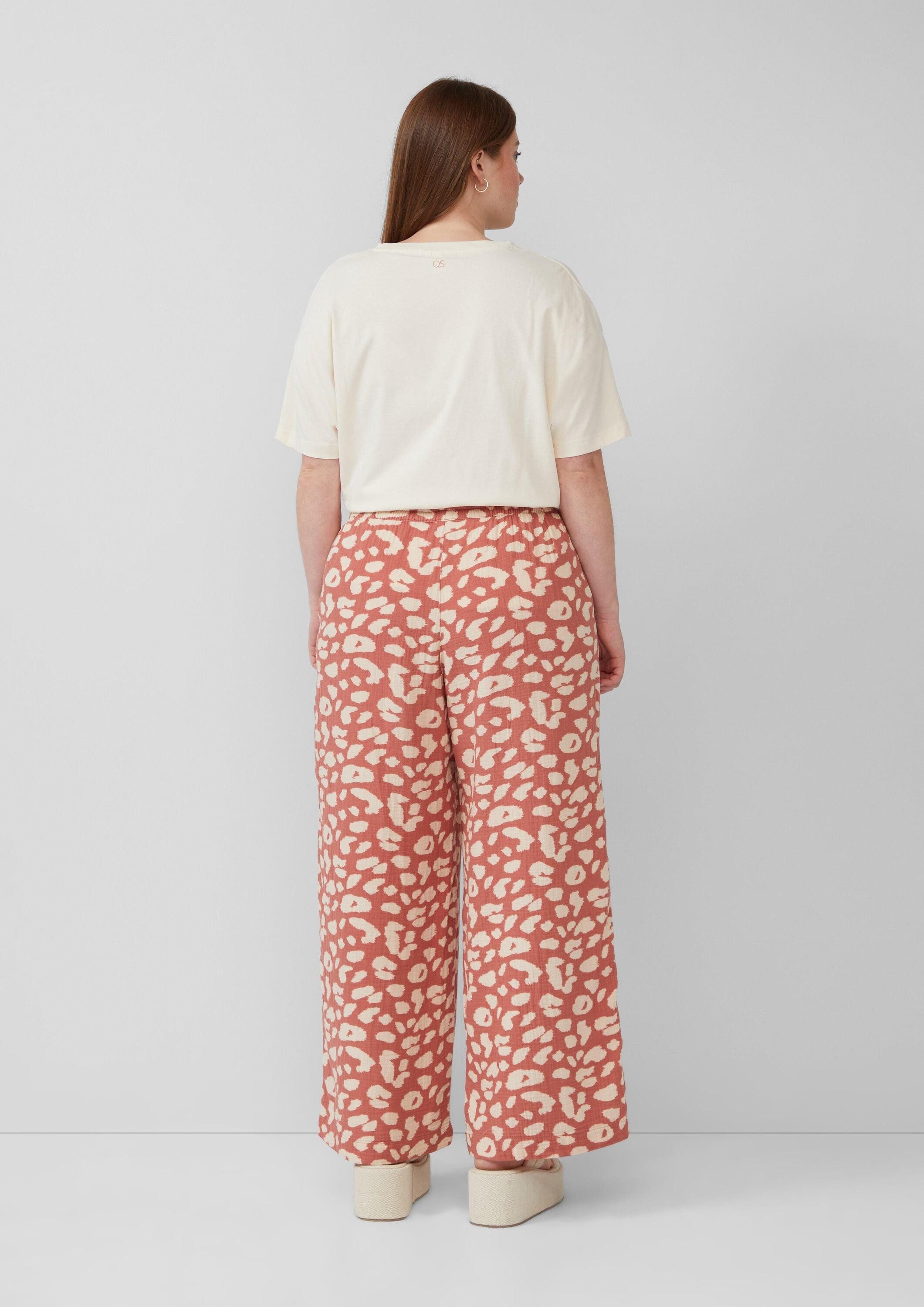 QS Chinos Hose Gemusterte Hose aus Musselin