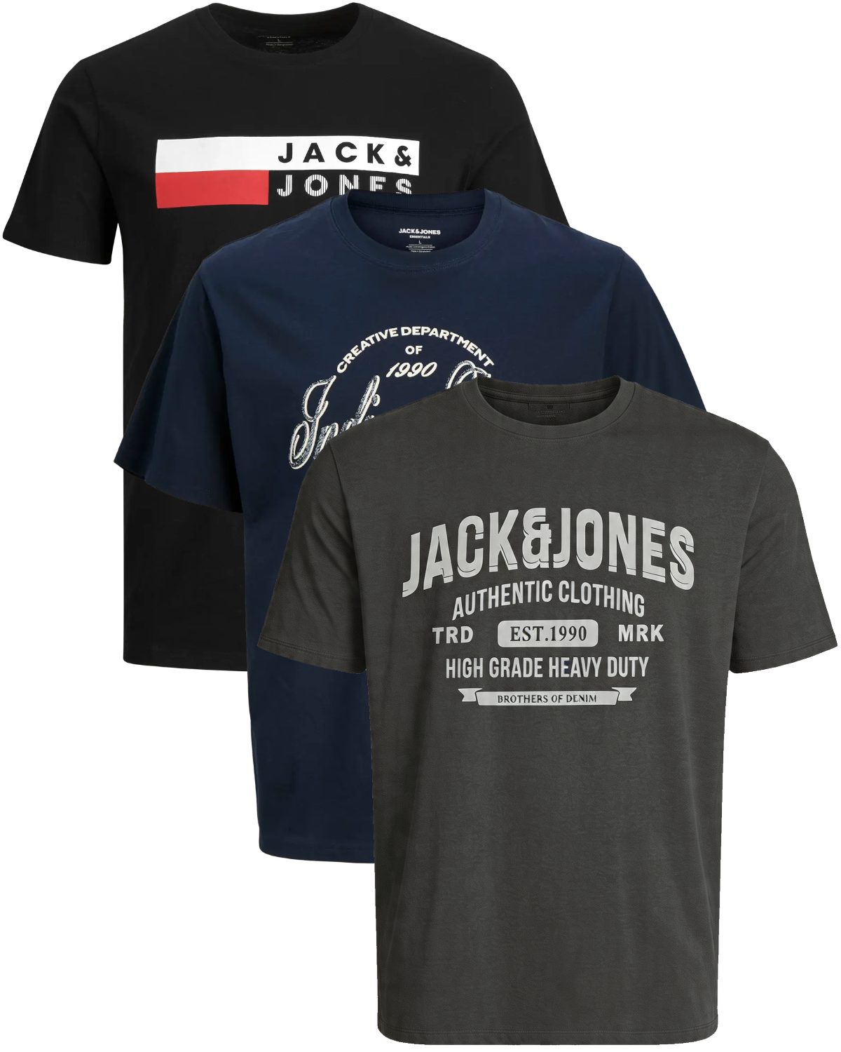 Jack & Jones PlusSize Print-Shirt (Spar-Set, 3er-Pack) Big Size Shirt Übergrößen Shirt