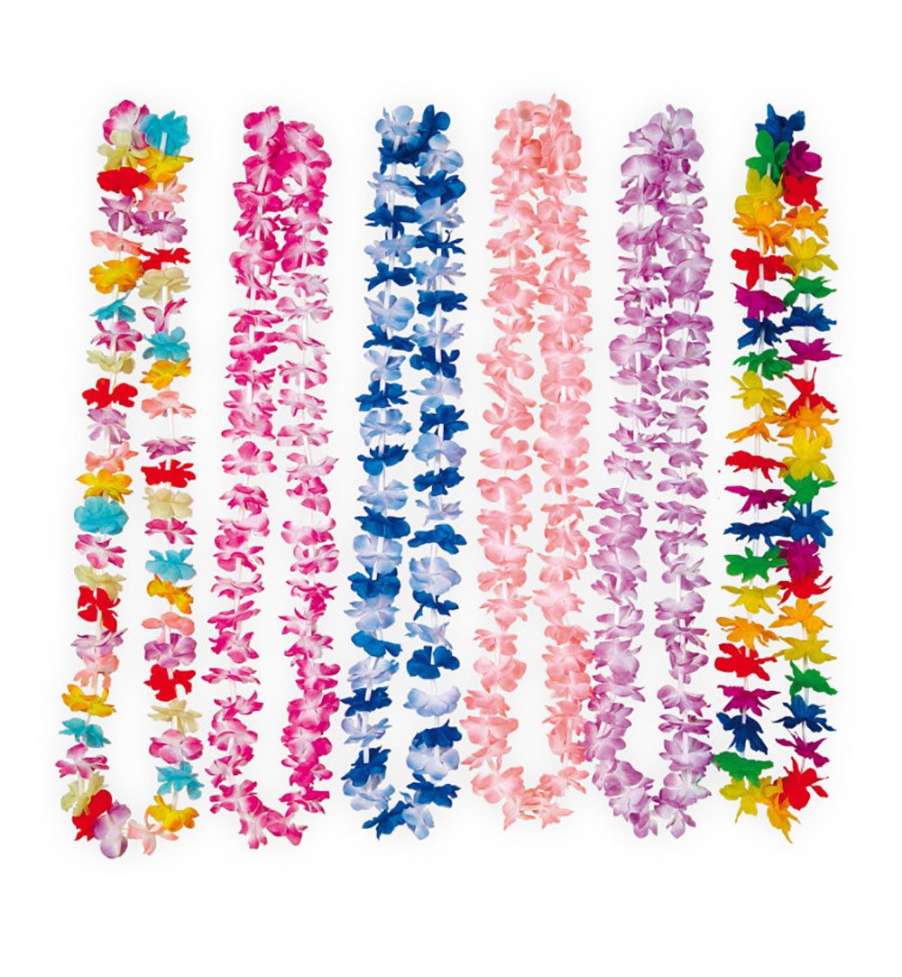 Fries Hawaii-Kostüm Hawaii Blumen Kette 50 cm bunt gemischt Karneval Fasching Halloween
