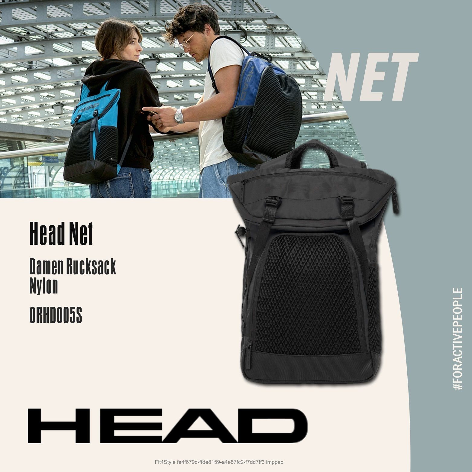 Head Sportrucksack Head Rucksack schwarz Sportrucksack, Sportrucksack Nylon, Mesh, schwarz ca. 24cm x ca. 44cm