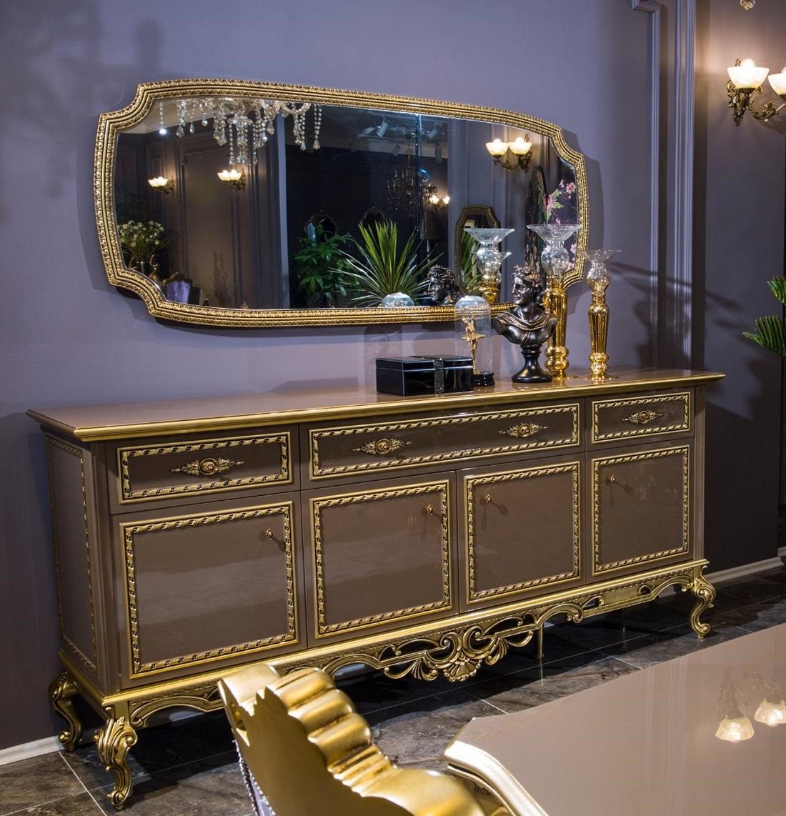 Xlmoebel Kommode Luxus Kommode mit Spiegel im Barock-Rokoko-Stil (Sideboard + Spiegel), Hergestellt in Europa