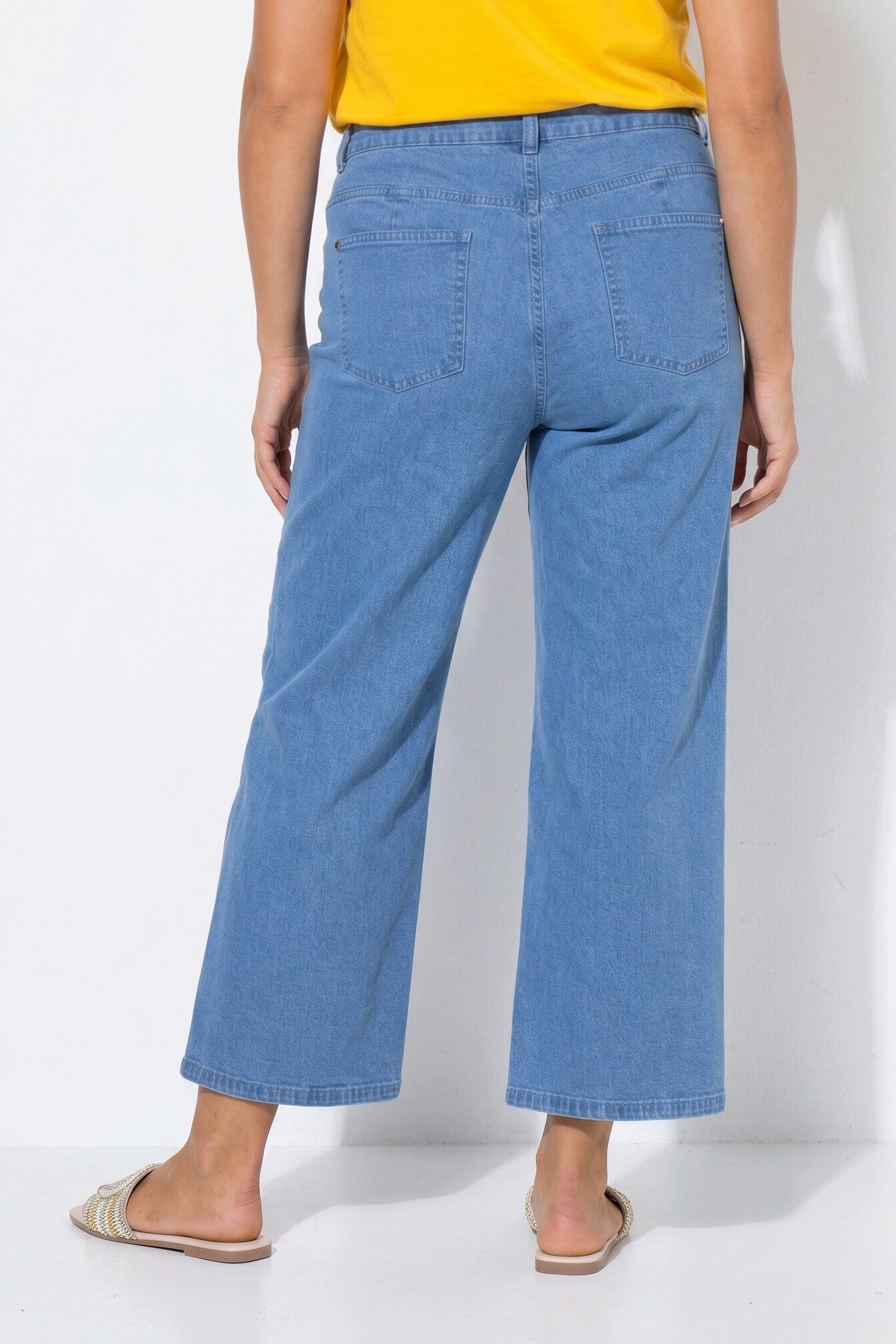 Angel of Style Regular-fit-Jeans Jeans-Culotte weites Bein Blumen-Motiv 5-Pocket