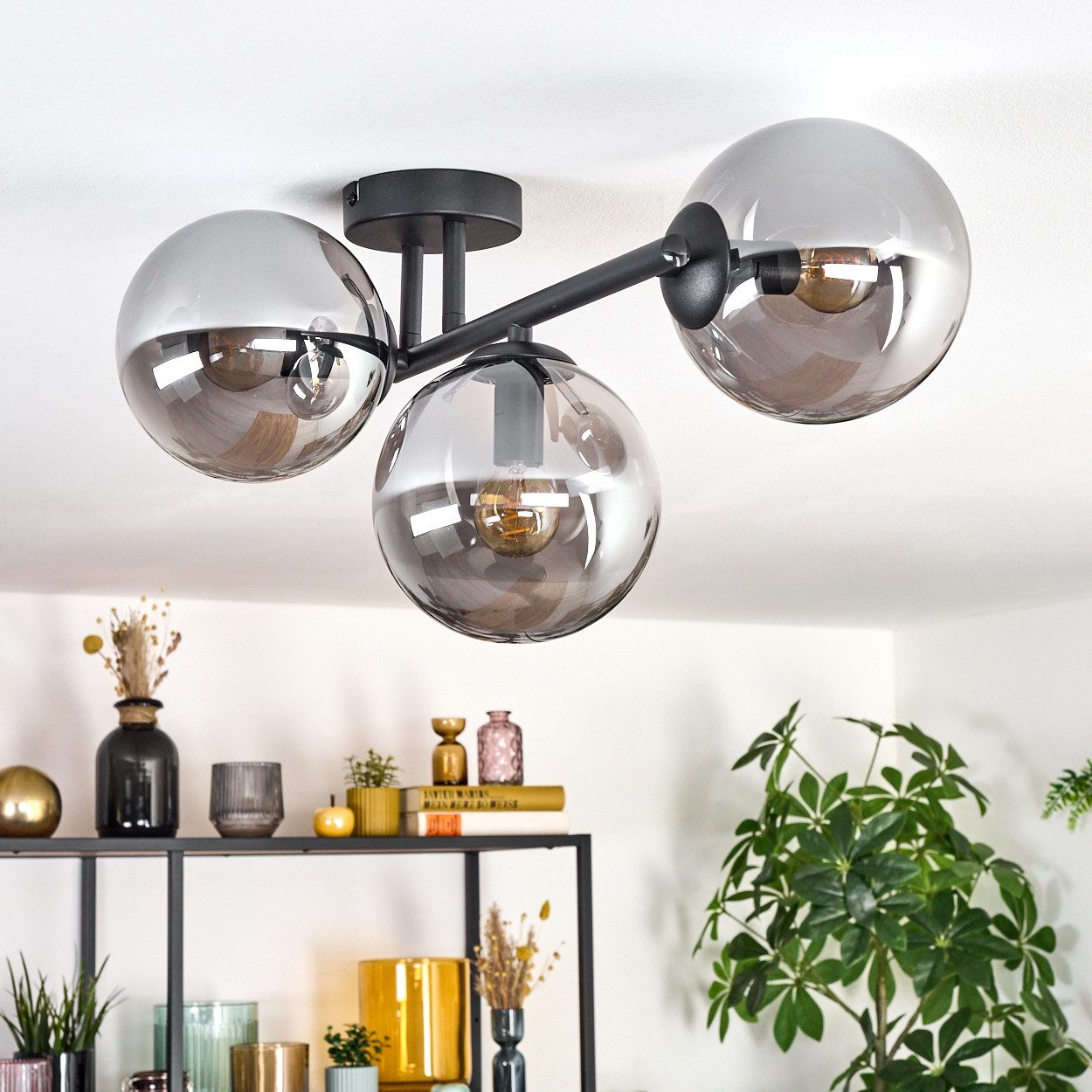 hofstein Deckenleuchte Deckenlampe aus Metall/Glas in günstig online kaufen