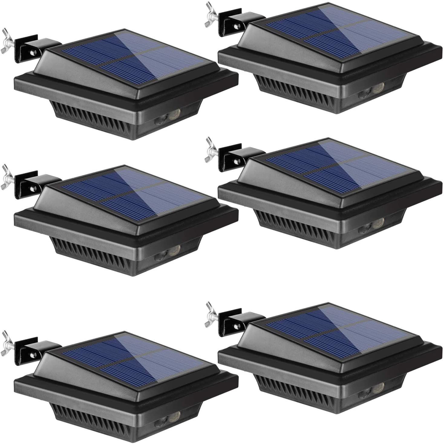6Stk.25LEDs mit Solar Dachrinnenleuchte KEENZO Bewegungsmelder, Dachrinnenleuchte KaltWeiß