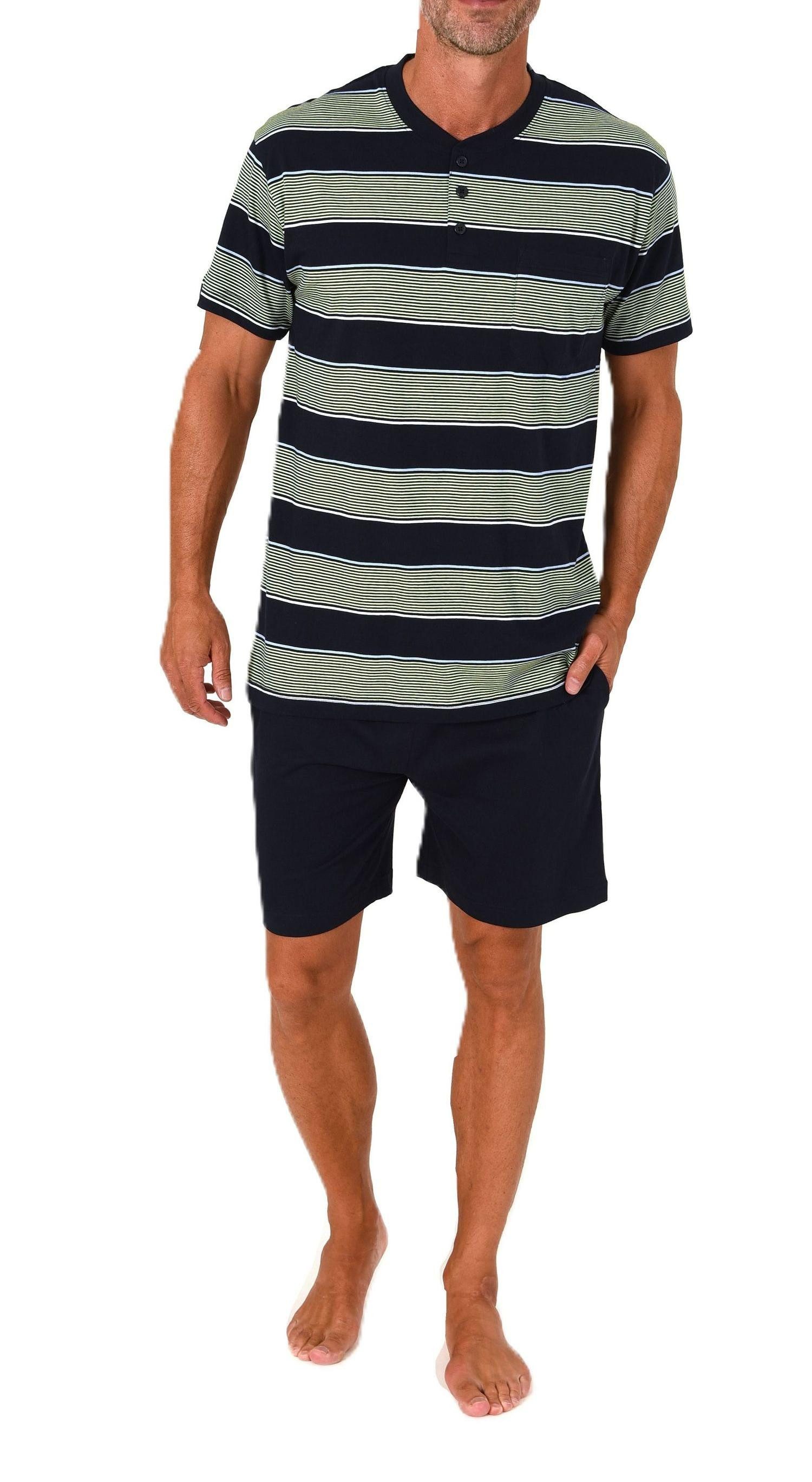 Normann Pyjama Normann Herren kurzarm Schlafanzug Shorty mit Knopfleiste am günstig online kaufen