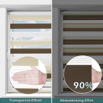 Doppelrollo Klemmfix ohne Bohren, Vkele, 230cm,freihängend Klemmträger, Klemmfix, rollos Blickdicht für Fenster und Tür