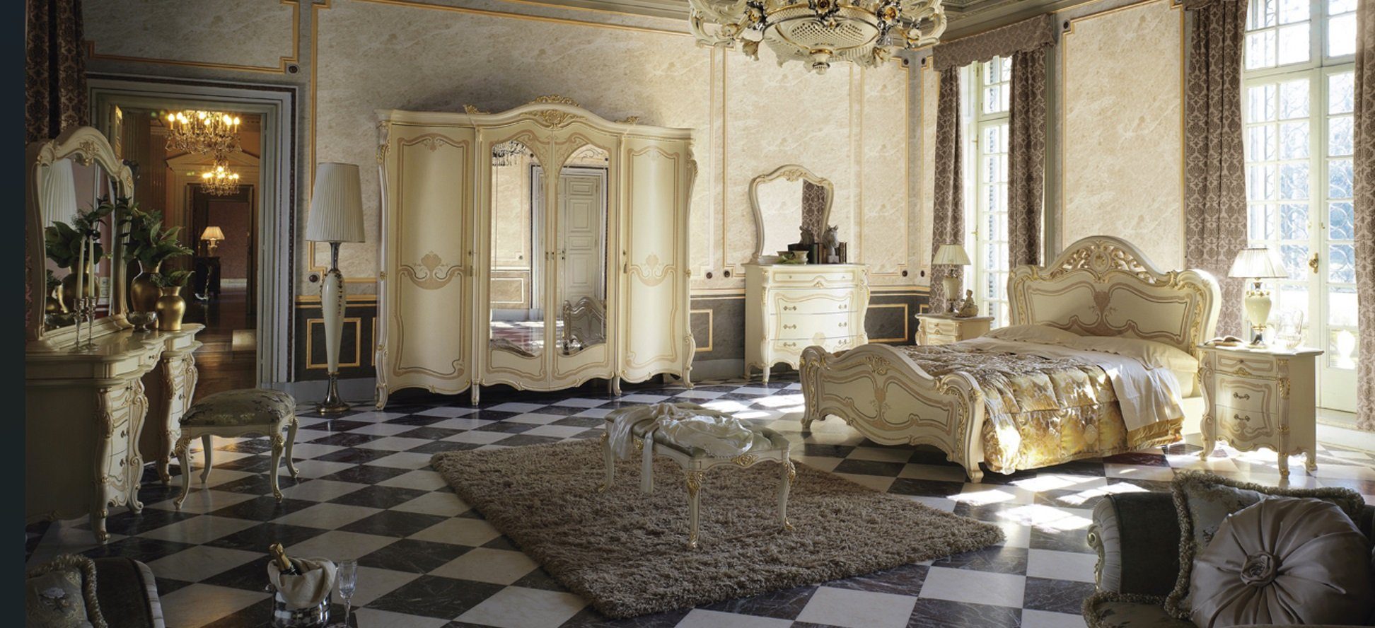 JVmoebel Schlafzimmer-Set Luxuriöses Schlafzimmermöbel aus Holz mit modernem Design, Made in Europa