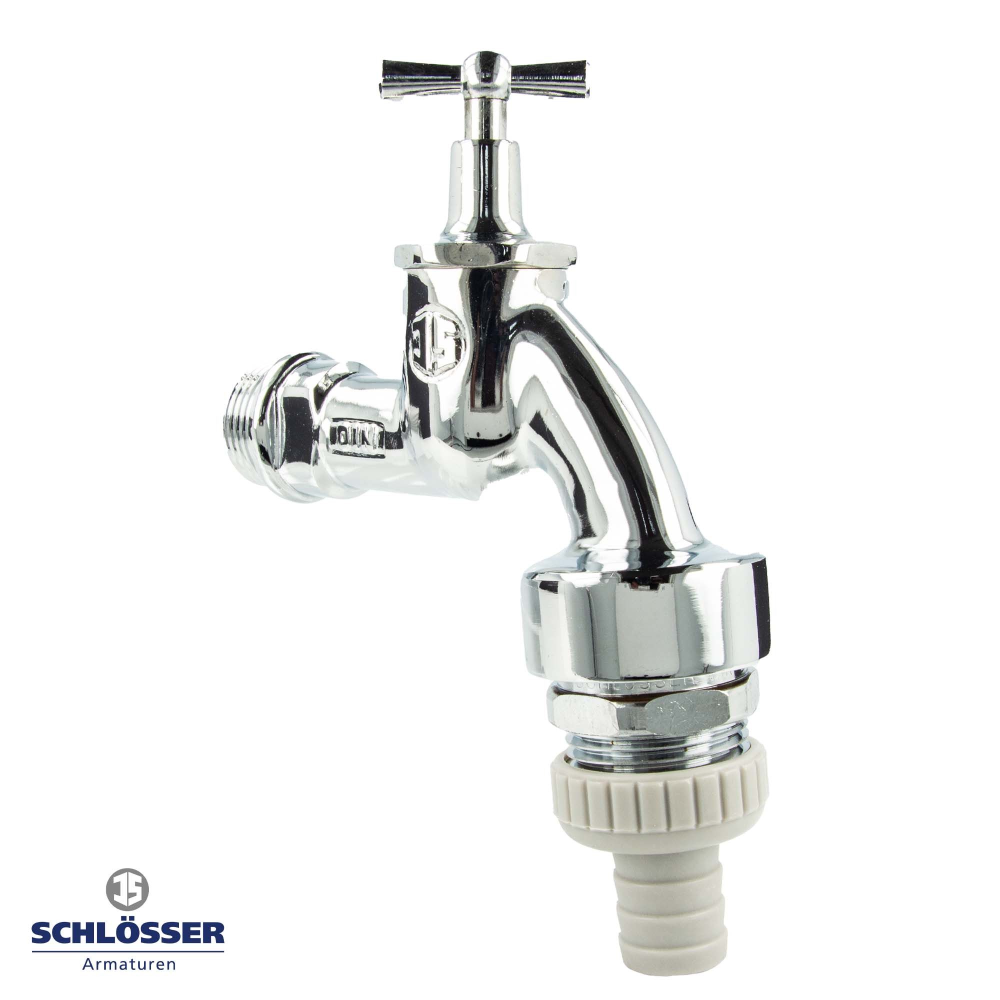 Schlösser Auslaufventil DVGW-Auslaufventil 3/4 Zoll mit Knebeloberteil, RV und Rohrbelüfter