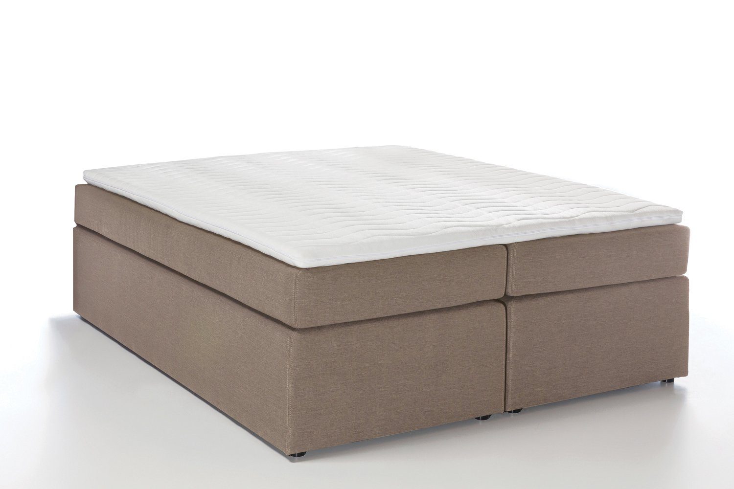 Möbelfreude Boxspringbett Boxspringbett Bella Beige/grau 160x220 cm H2, Beige/grau 160x220 cm H2, 7-Zonen Taschenfederkern-Matratze inkl. Visc