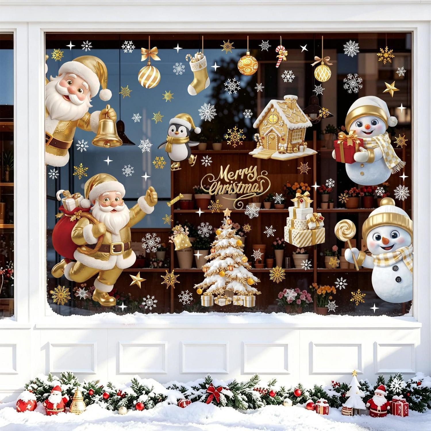 LuxusKollektion Fensterbild Fensterbilder Weihnachten 9 Stueck 3D Gold