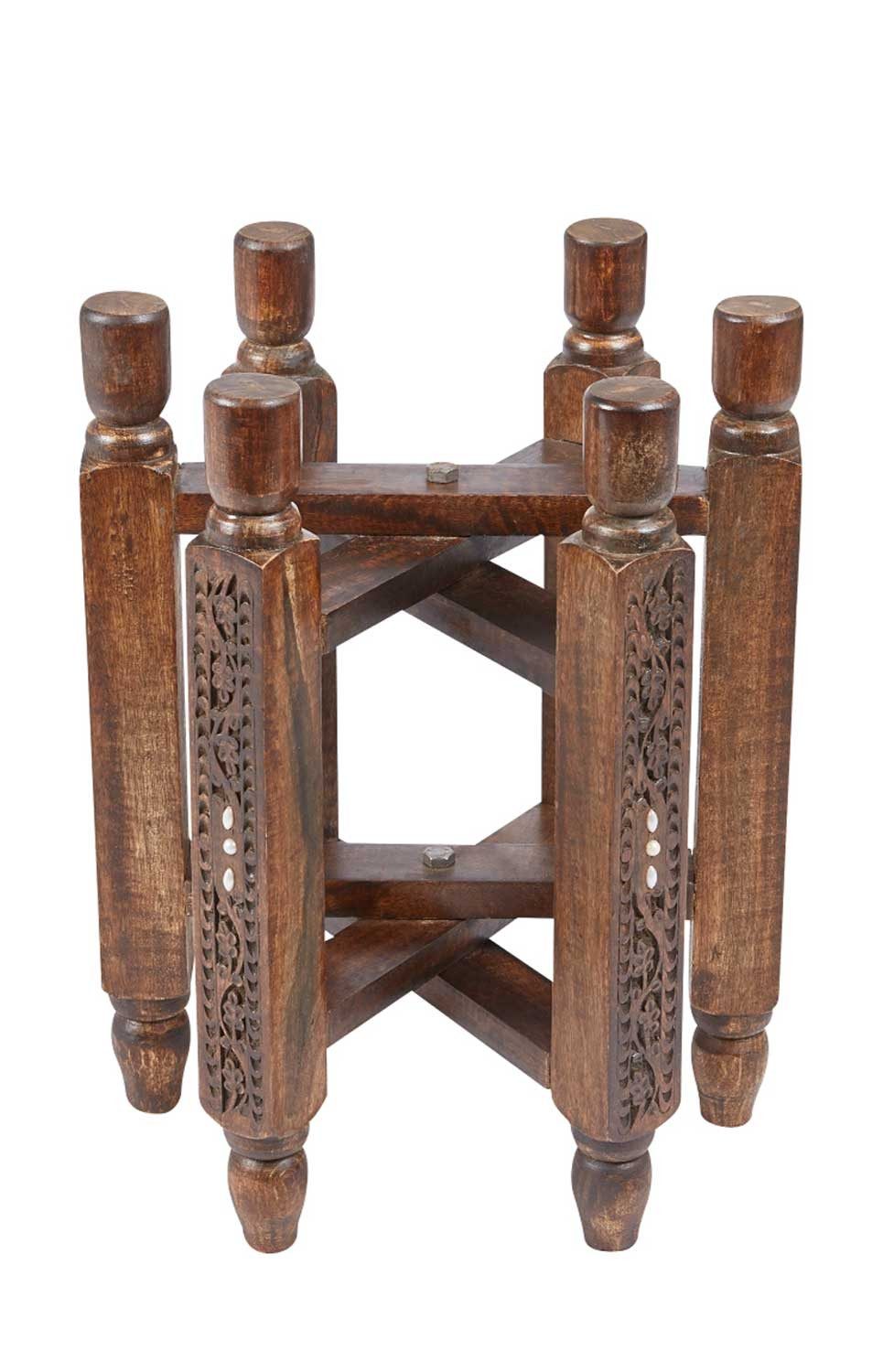 Marrakesch Orient & Mediterran Interior Tischbein Tischuntergestell Halab klappbar, Orient-Stil, Holz, Dunkelbraun 45 cm, Handarbeit