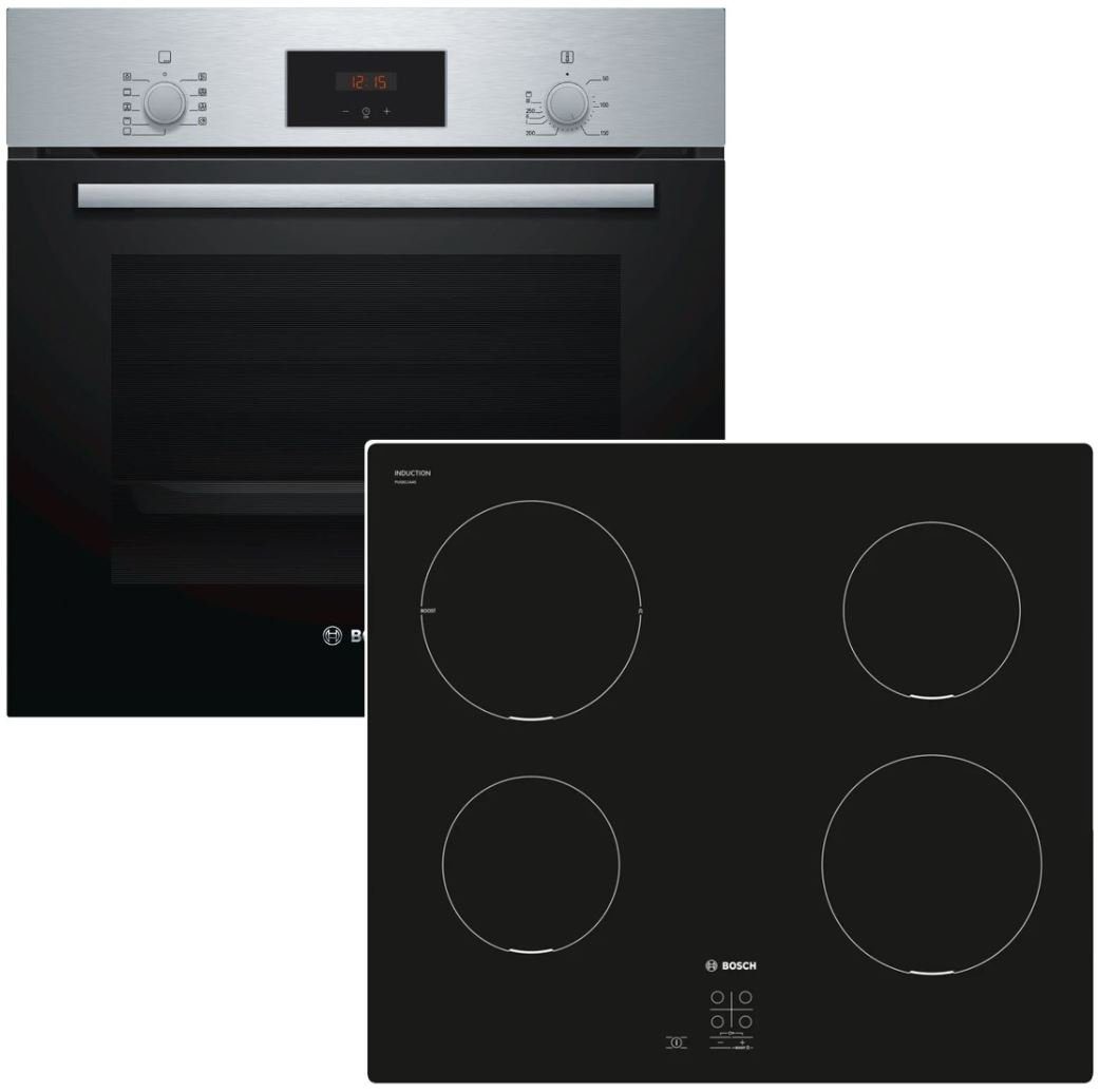 Induktions Herd-Set BOSCH Backofen Teleskopauszug mit Induktionskochfeld - autark 60 cm