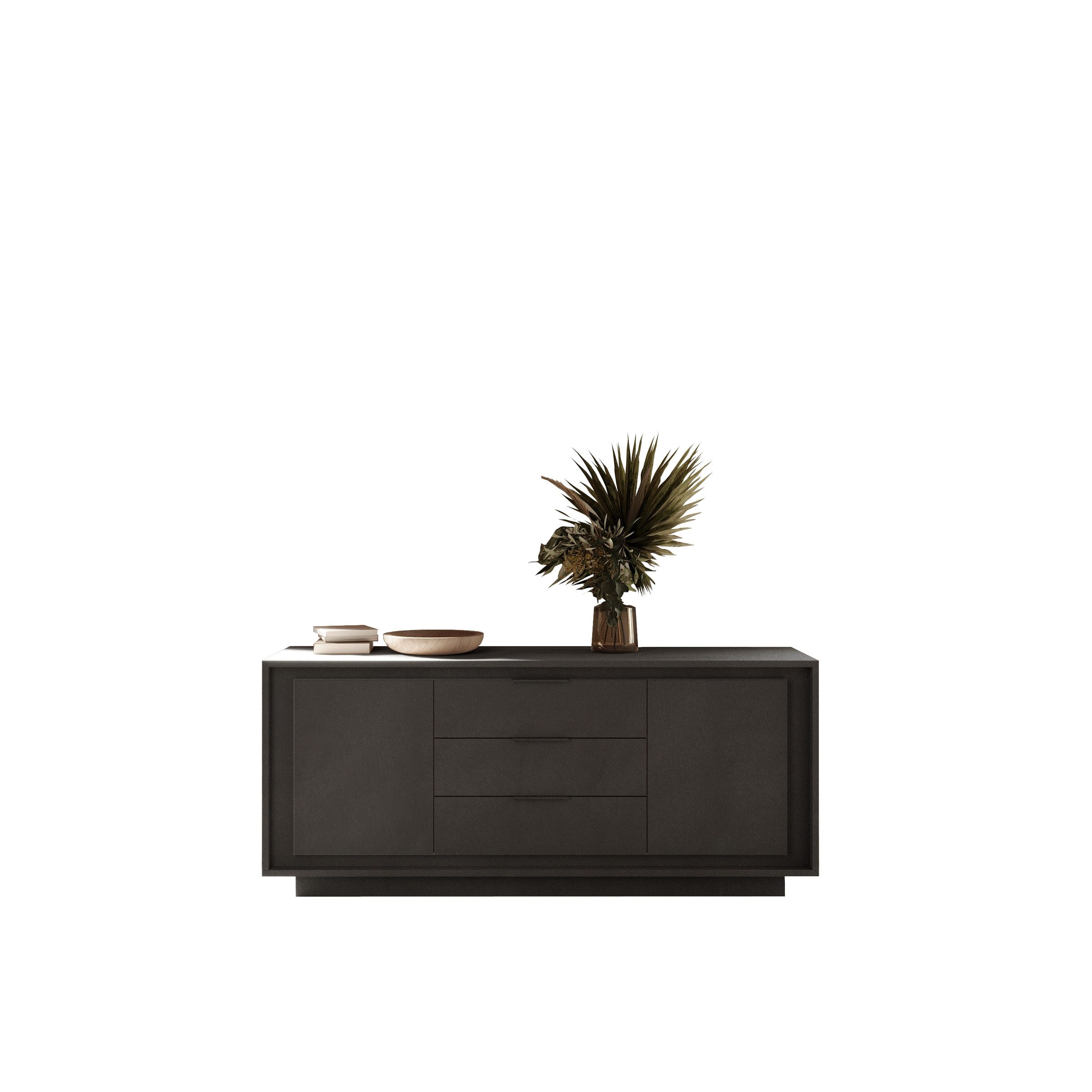 freiraum Sideboard Siena, 2 Türen, 3 Schübe, Softclose, Lava anthrazit - 180x80x50 (BxHxT)