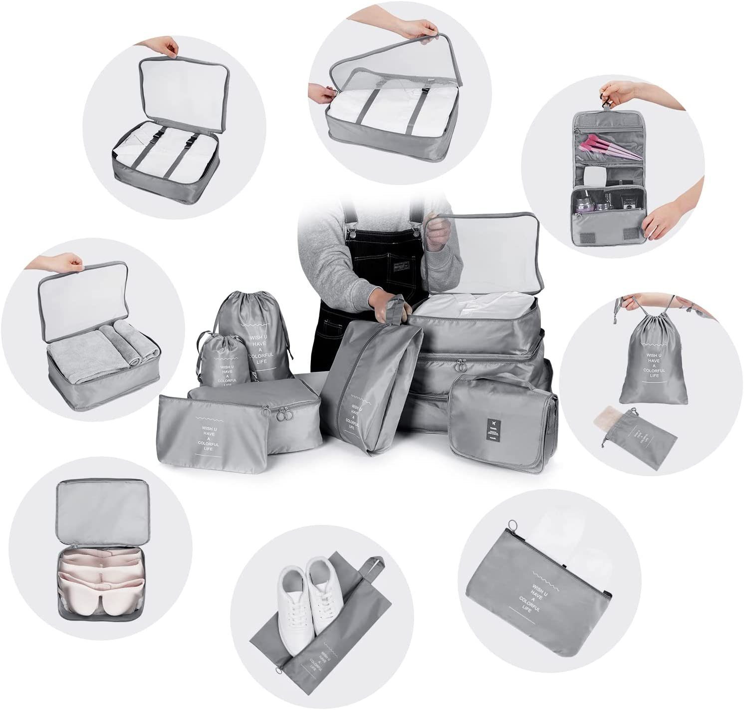 Packing Bedee Kofferorganizer Organizer (9-tlg., Verpackungswürfel, Koffer Cubes, Set), Verschleißfest Packtaschen