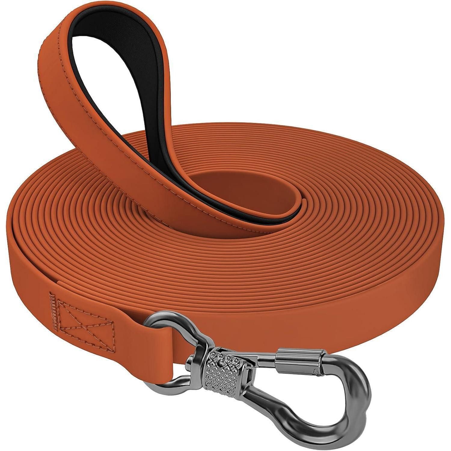 LuxusKollektion Schleppleine Schleppleine Hunde wasserdicht gummiert Karabiner 15M Braun