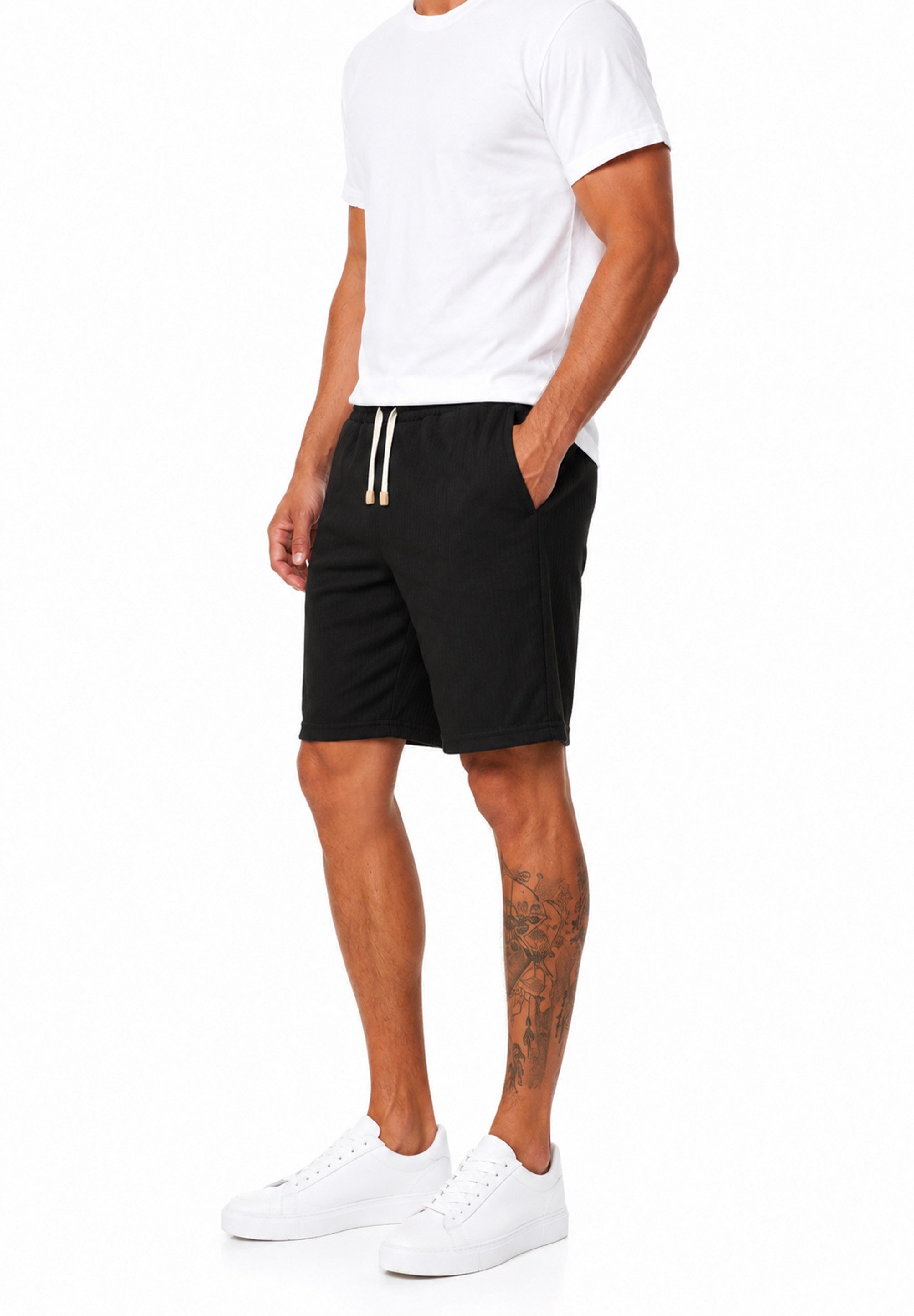 Style-Division Shorts als Sweatshorts Kurze Hose mit Rippstruktur & Gummibund Sommershorts im Regular-Fit - Bermuda Shorts für Herren – Bild 4 von 5