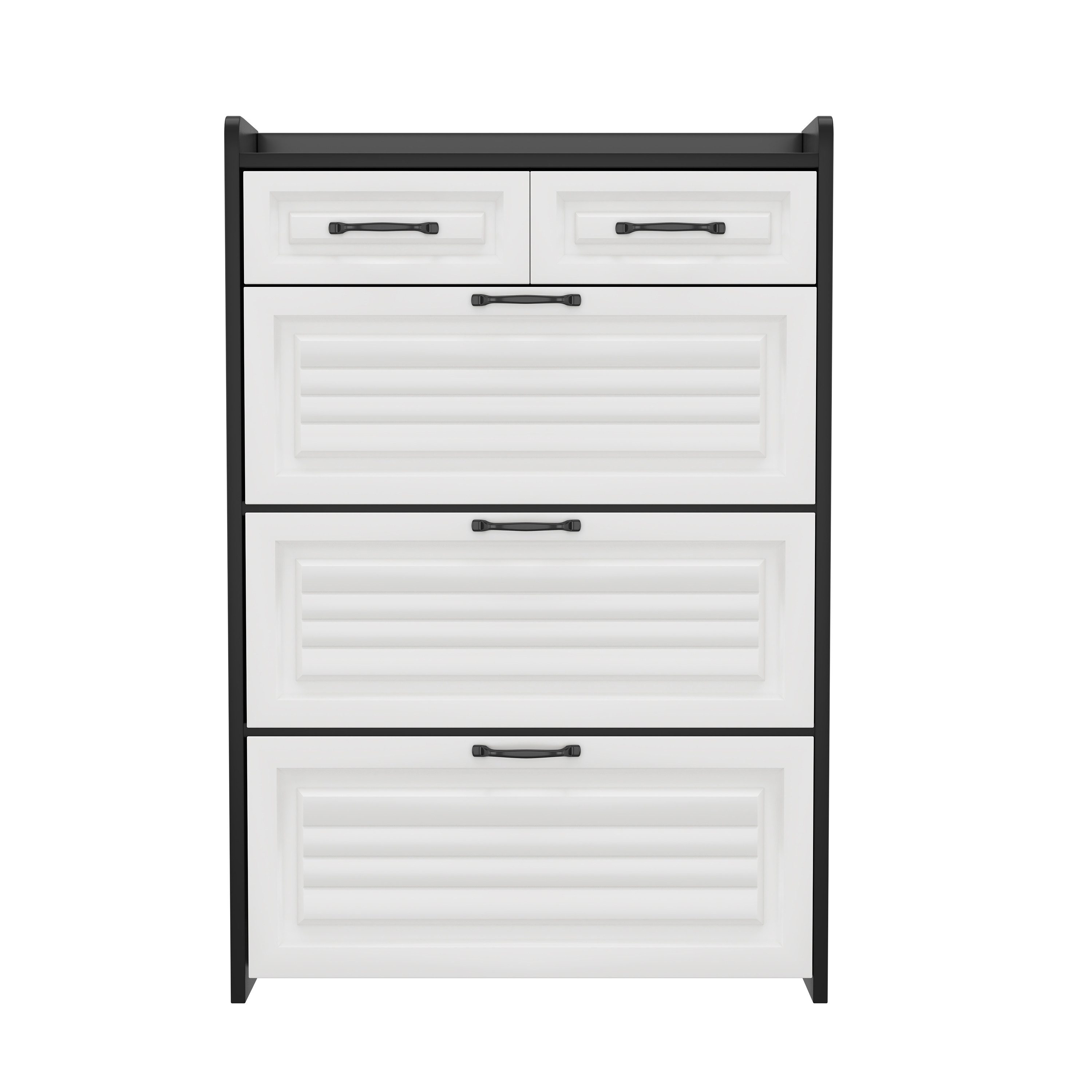 IDEASY Schuhschrank Schuhschrank 3 Klappen 2 Schubladen drehbar Holz Eingang Wohnzimmer (3 umklappbare Schuhregale, bietet Platz) für 18–24 Paar Schuhe, Metallg – Bild 4 von 5